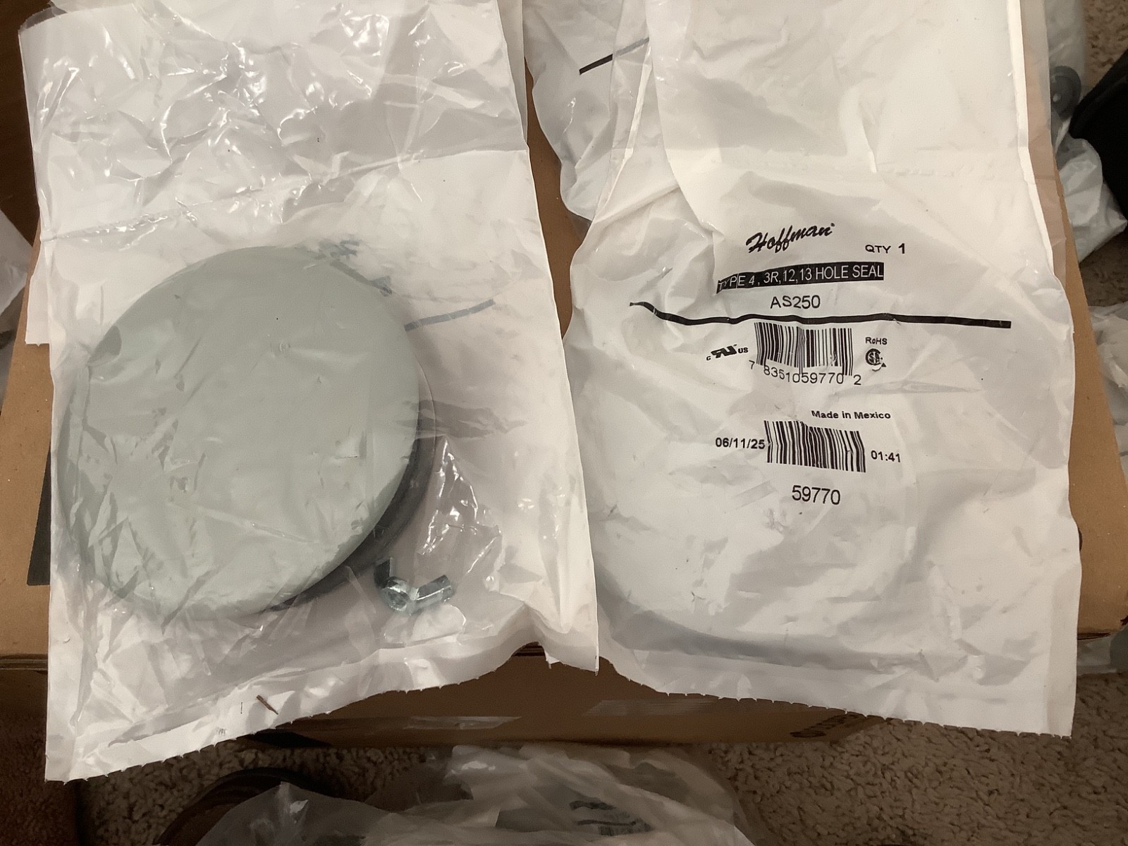 nVent Hoffman AS250 59770 Conduit Type 4 3R 12 13 Hole Seal