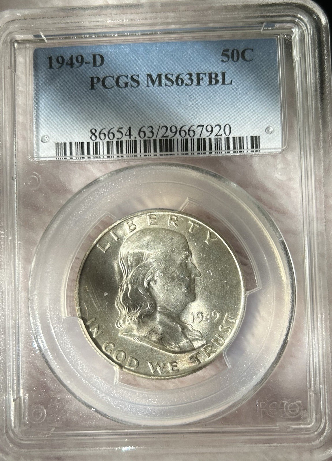 1949-D FBL Franklin Silver Half Dollar PCGS MS63 Priced Below Greysheet