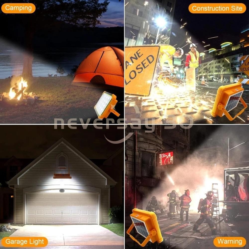 Portable LED Solar Work Light USB Rechargeable Emergency Worklight Security Lamp