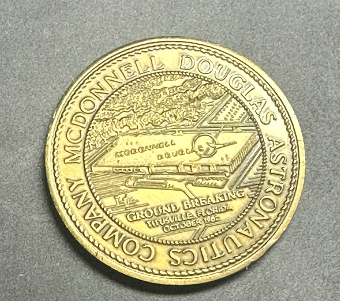 1982 Mcdonnell Douglas Astronautics Co. Ground Break Titusville FL Comm. Coin