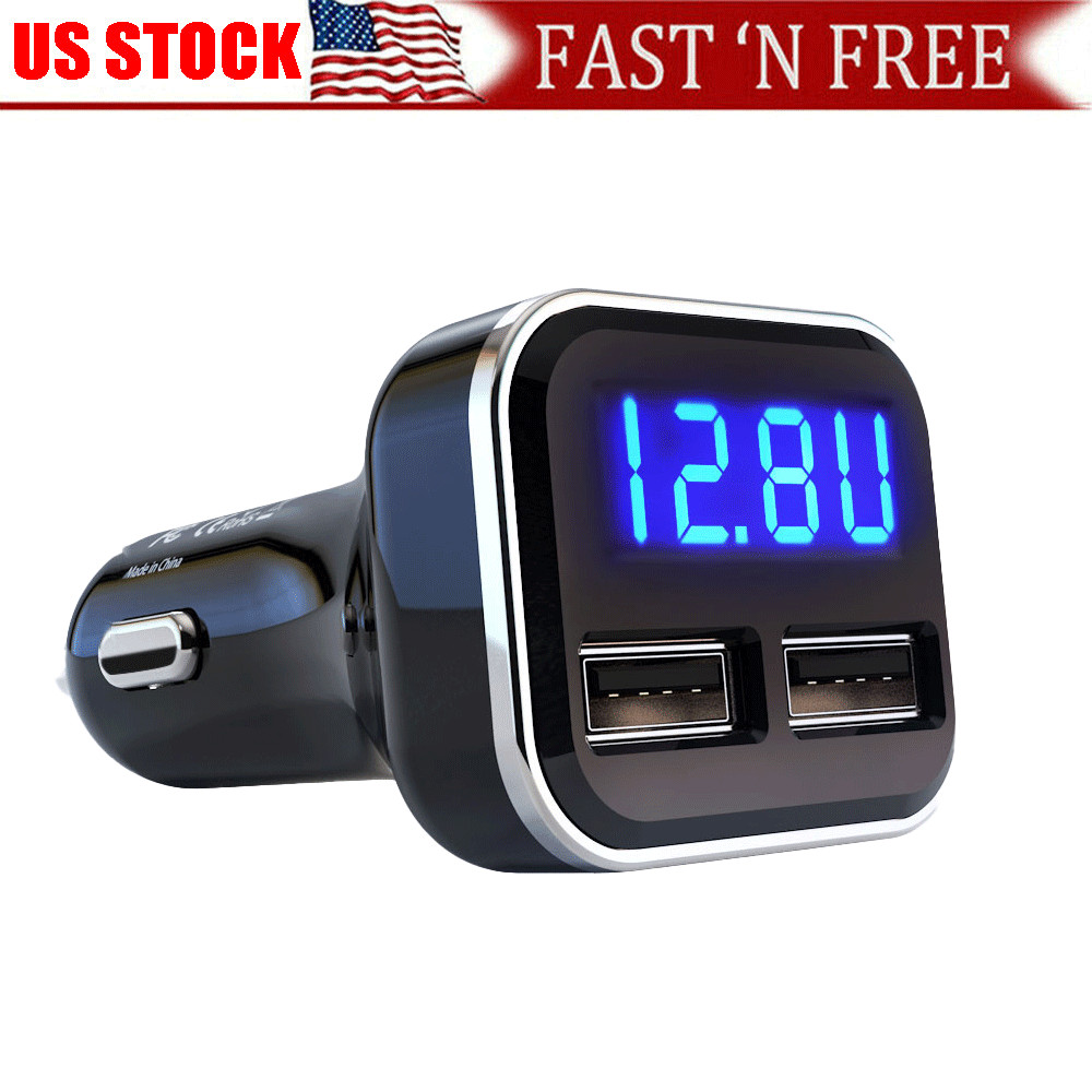 For Dual USB Car Charger 4.8A 24W Meter Battery For Monitor with LED Voltage A