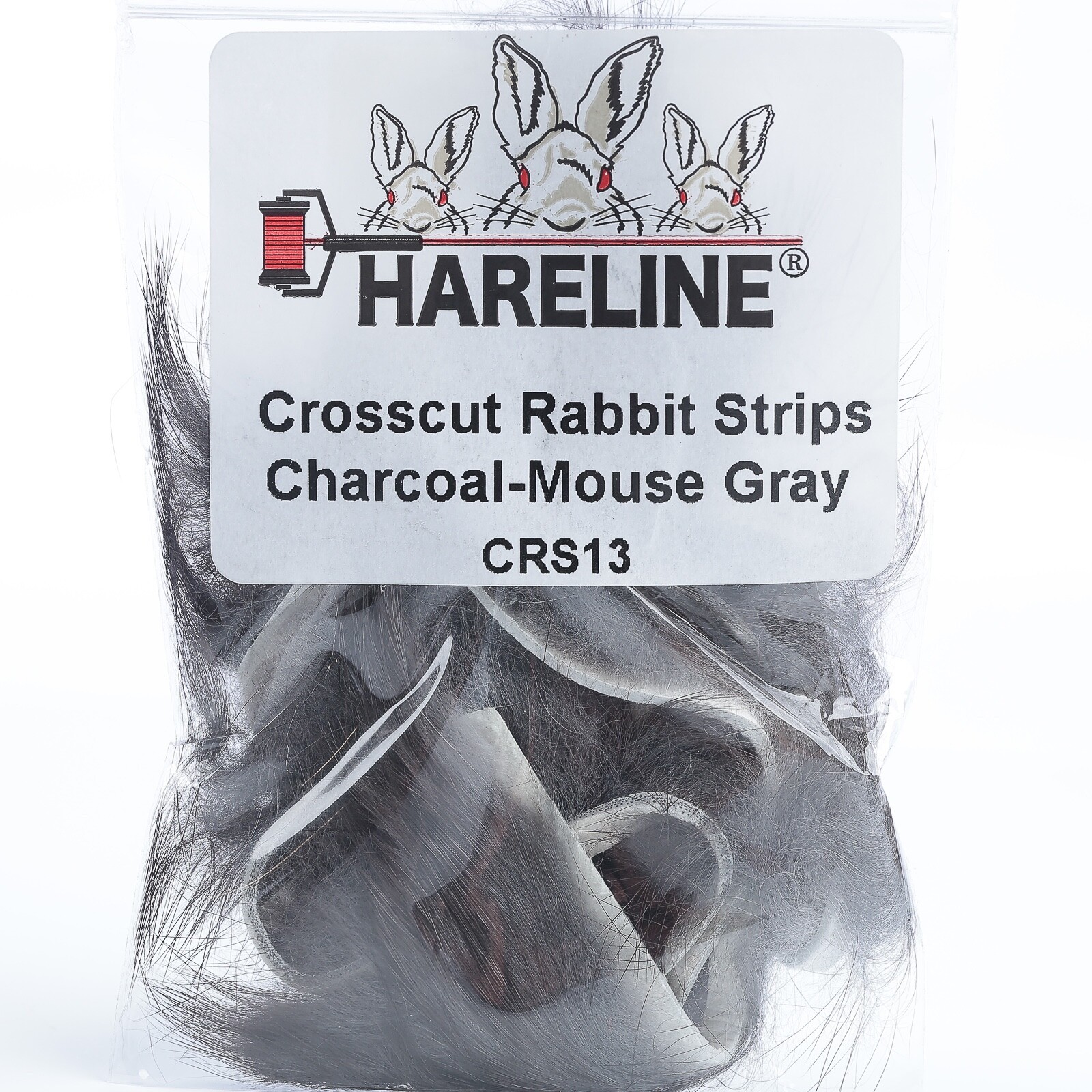Hareline Crosscut Rabbit Strips - Charcoal-Mouse Gray