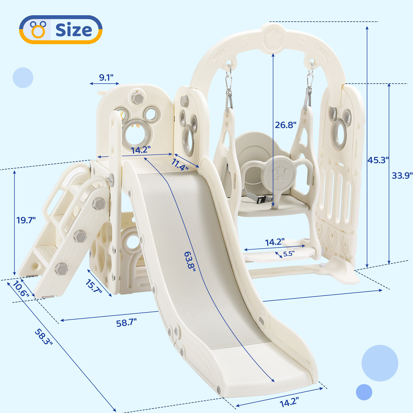 5 in 1 Toddler Slide & Swing Set Kids Climber Indoor Outdoor Activity Playground