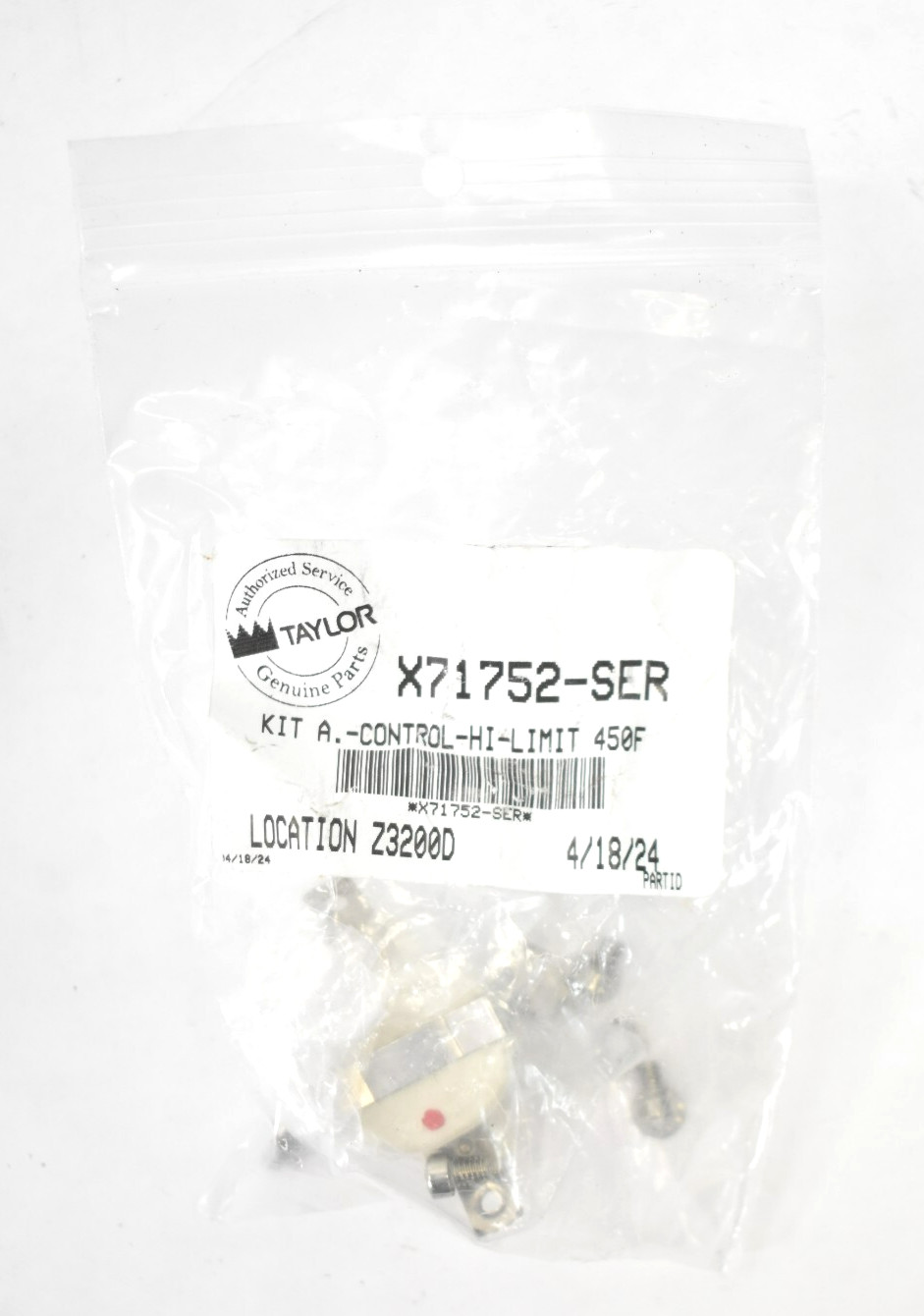 Taylor X71752-SER Hi-Limit Thermostat 450F Genuine OEM Replacement Unit