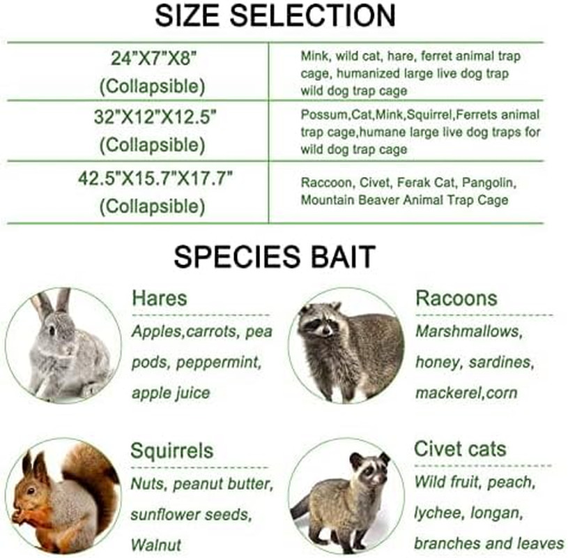 Humane Large Animal Trap for Fox, Raccoons & Coyotes - 42.5"x15"x17