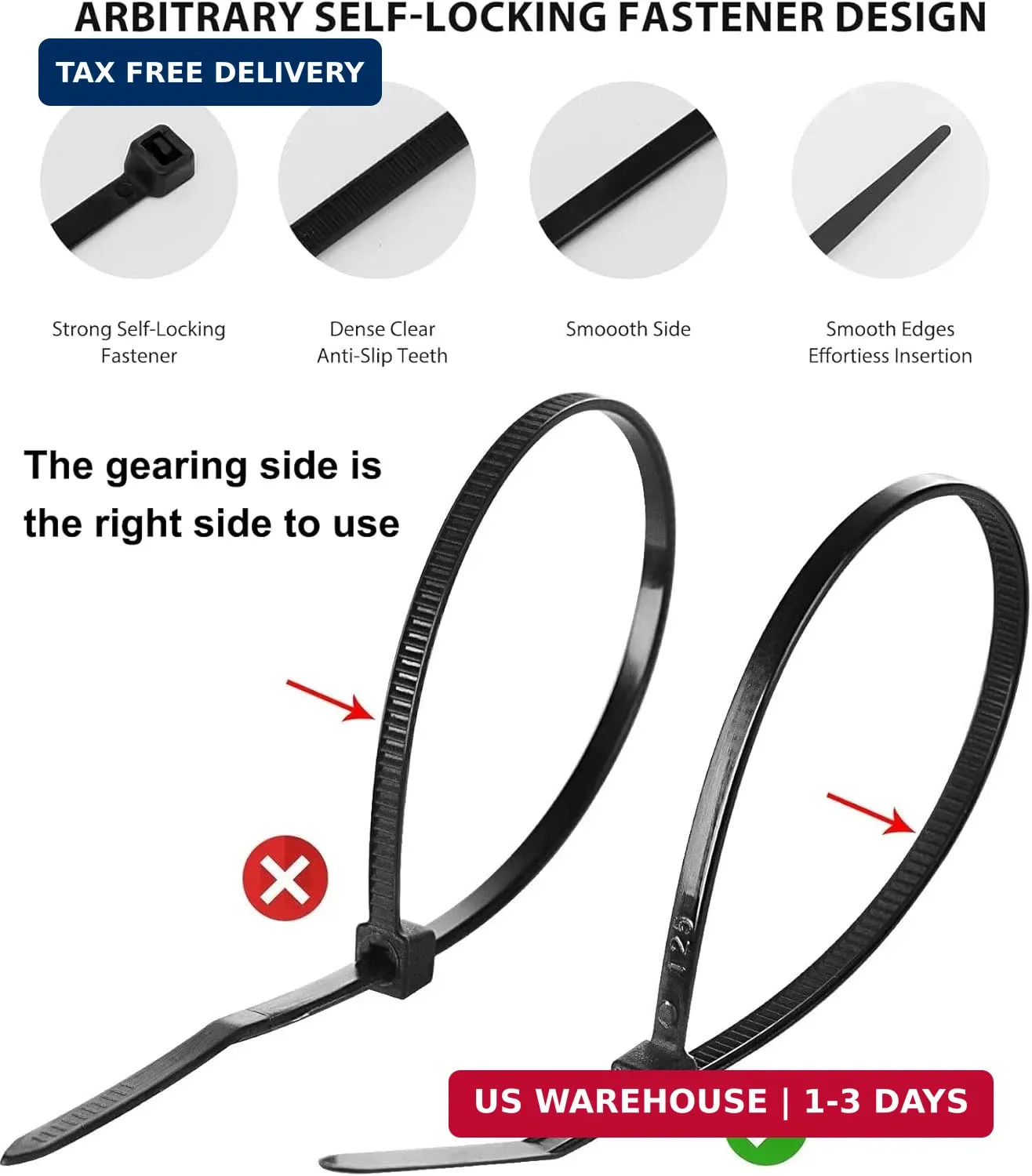 Cable Zip Ties,400 Pack Black Zip Ties Assorted Sizes 12/8/6/4 Inch,Multi-Purpos