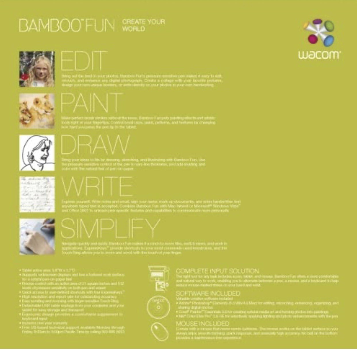 Bamboo Fun (Small) White Tablet with Pen, Mouse