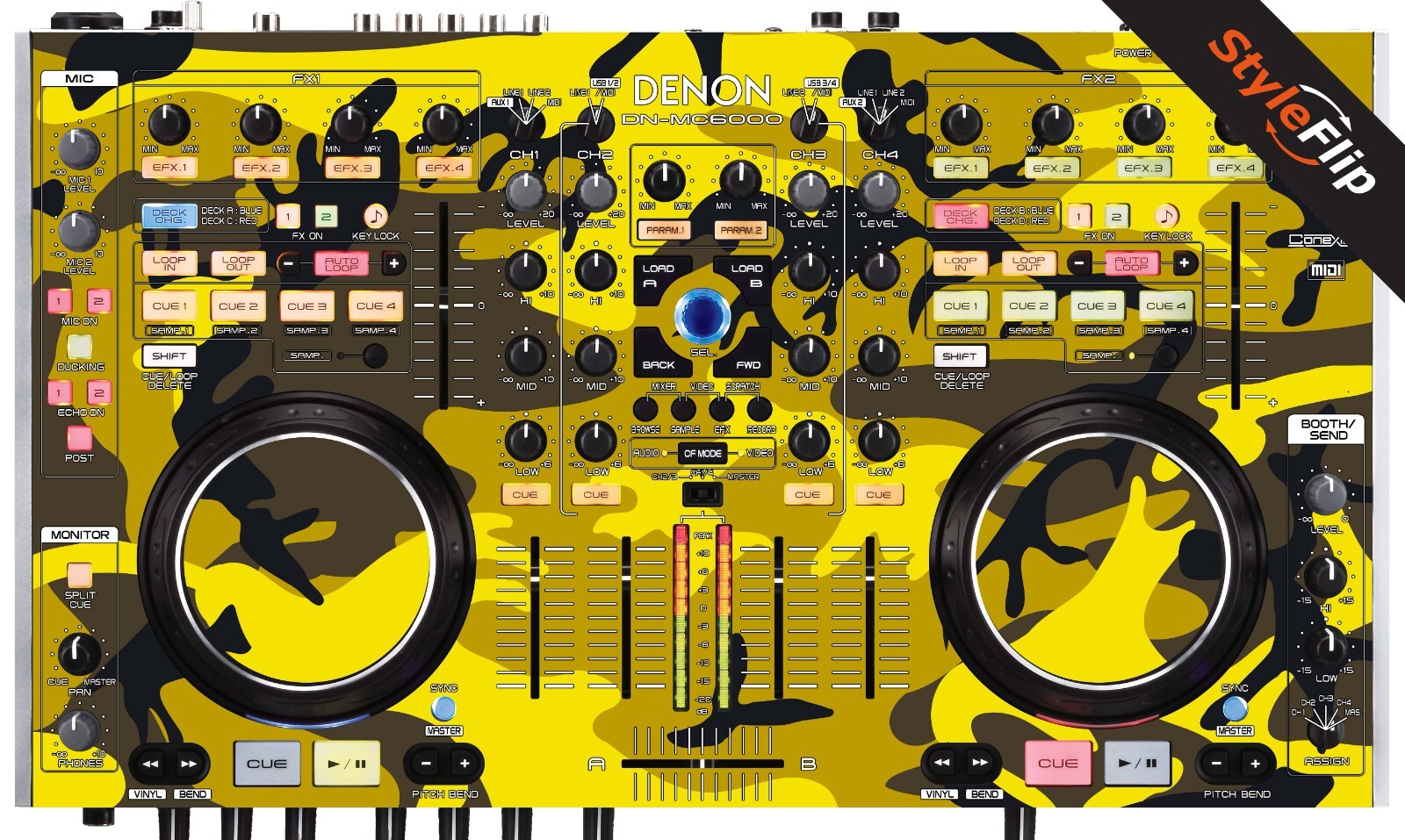Denon DN -MC6000 Skins | Yellow Camo | Protective Decal | StyleFlip Skins