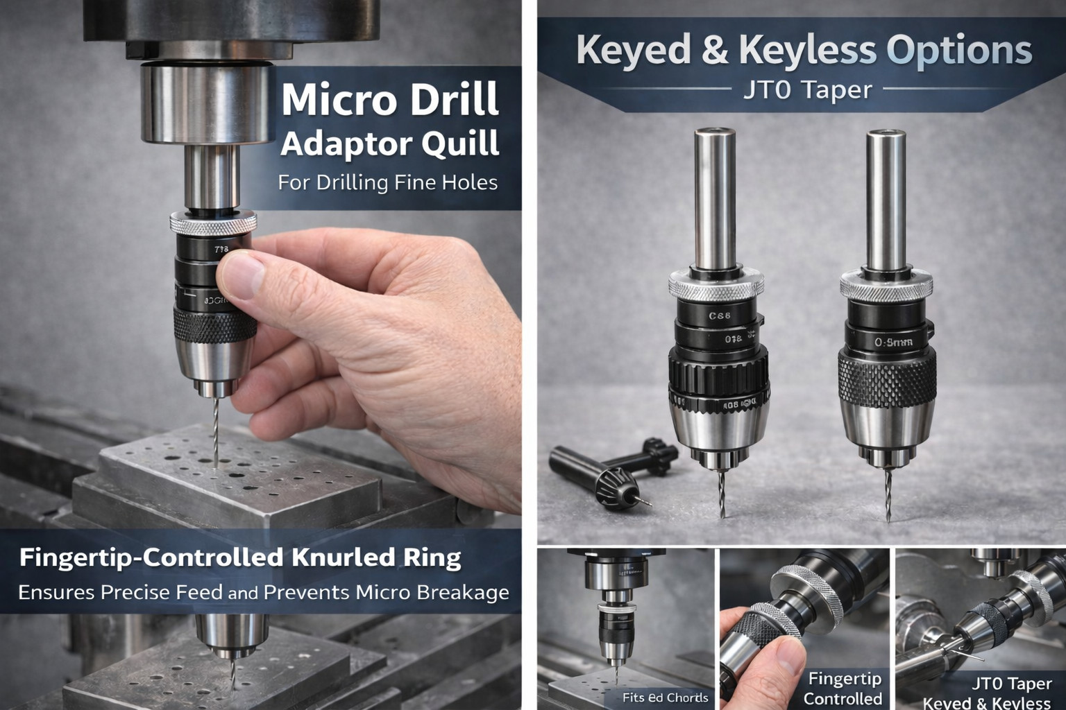 Micro Precision Manual Feed Control Quill 0.3–4mm Drill Capacity