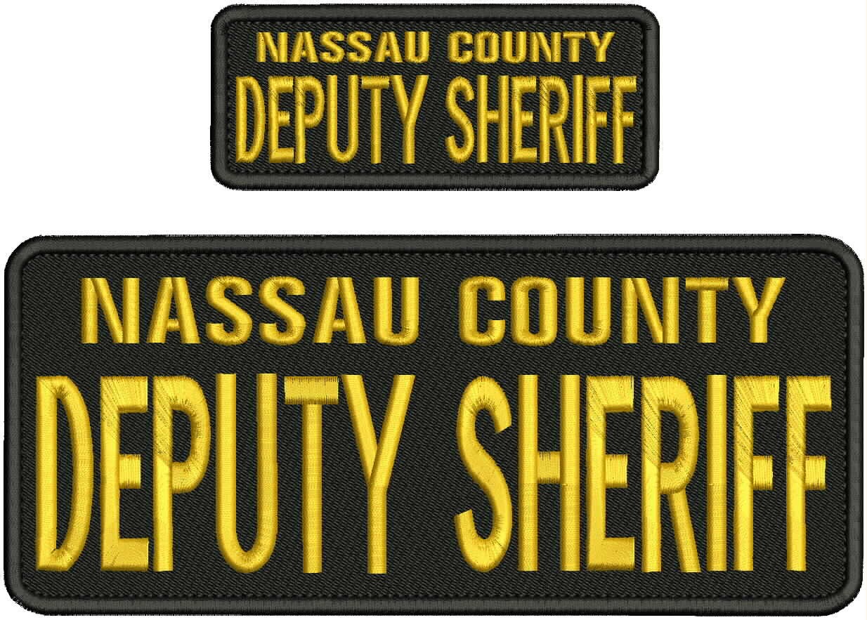 N COUNTY DEPUTY SHERIFF emb Patches 4x10 And 2x5 Hook on Back Gold On Black