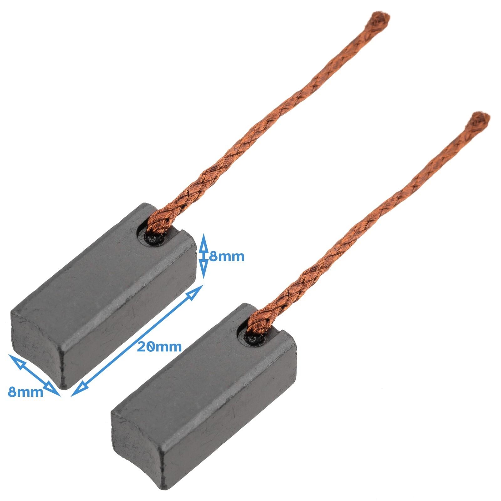 2pcs 8mm x 8mm x 20mm Replacement Carbon Brush Electric Heater Radiator Fan