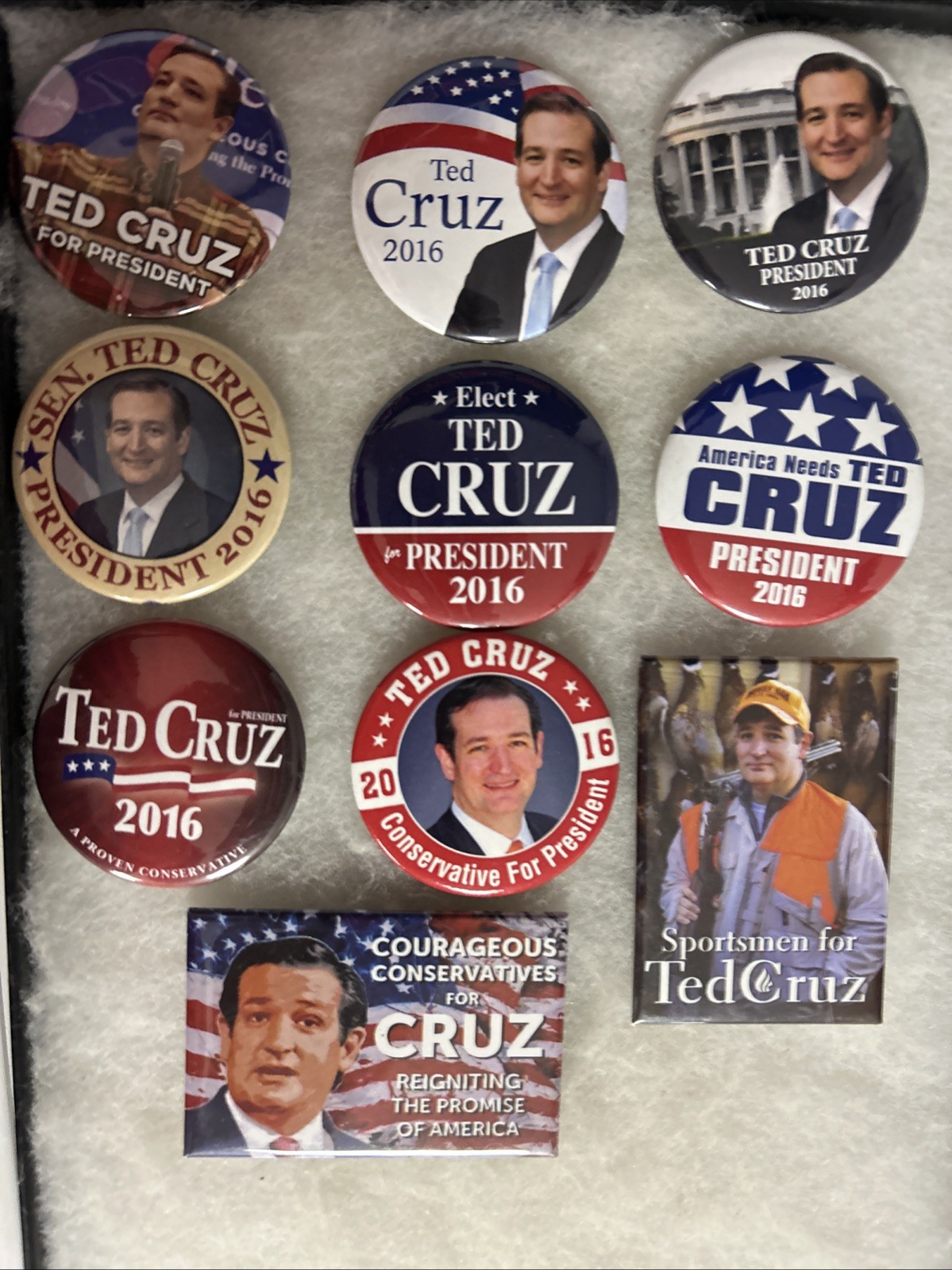 Lot of 10 Ted Cruz political pinback button pins