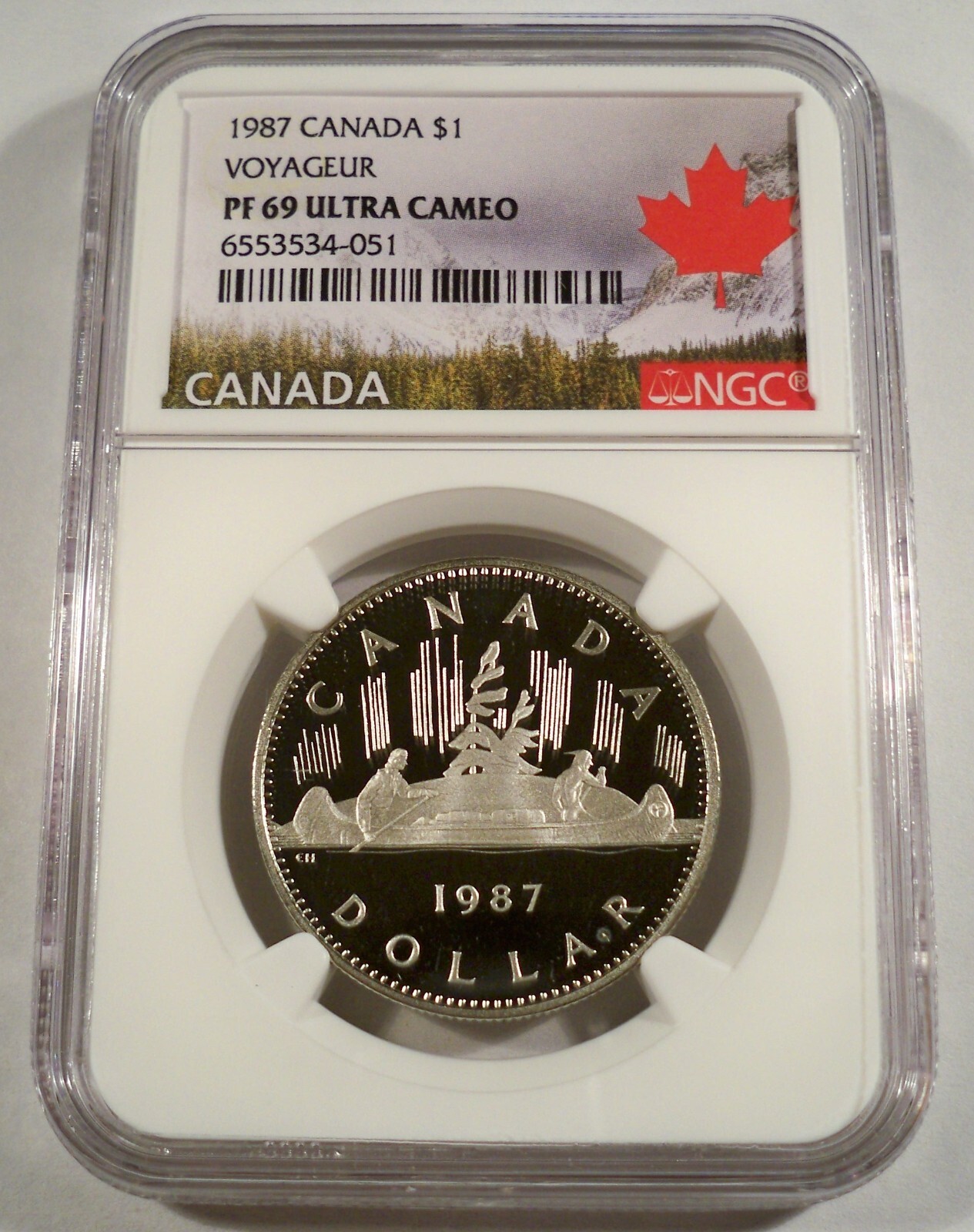 1987 $1 NGC PF69UCAM CANADA VOYAGEUR PROOF DOLLAR PF 69 ULTRA CAMEO