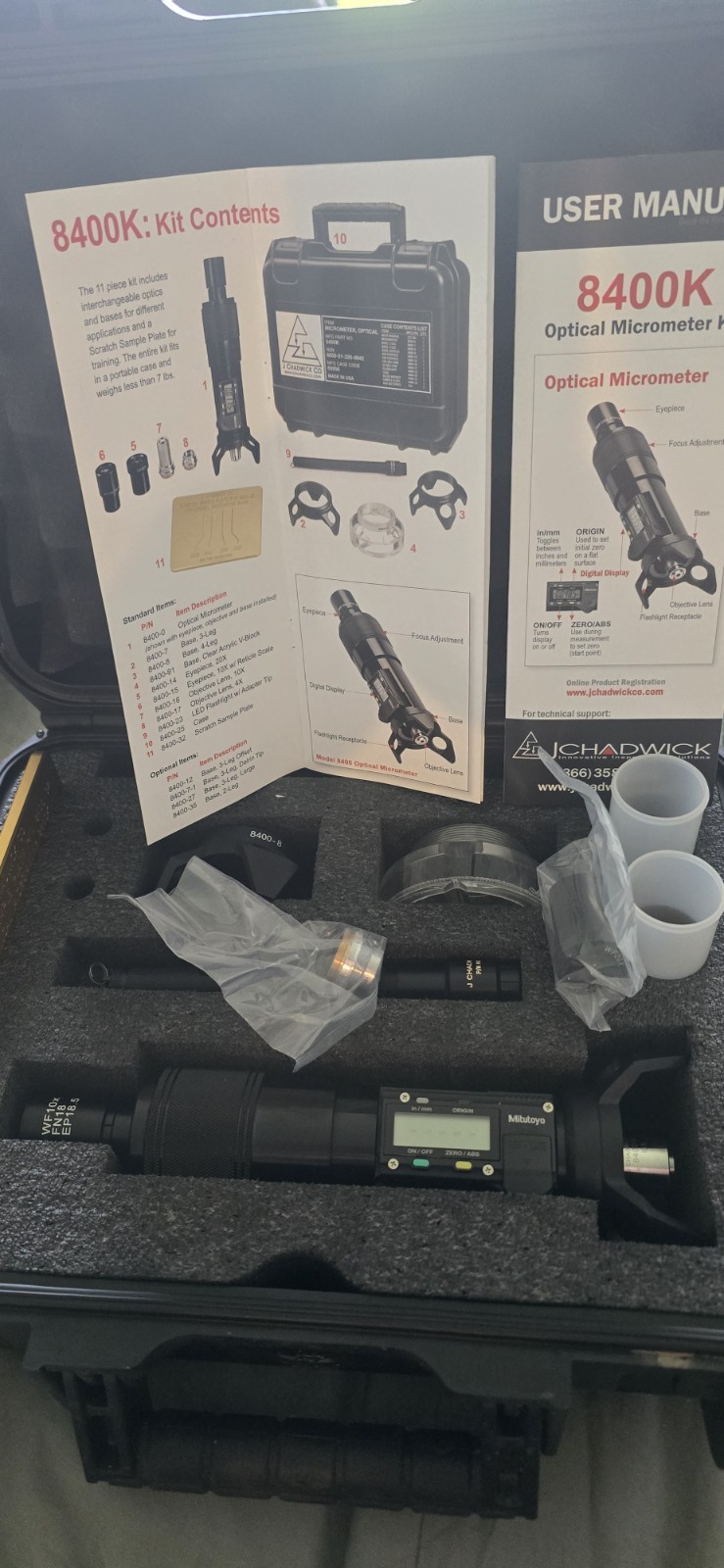 J Chadwick 8400K Digital Optical Micrometer Kit
