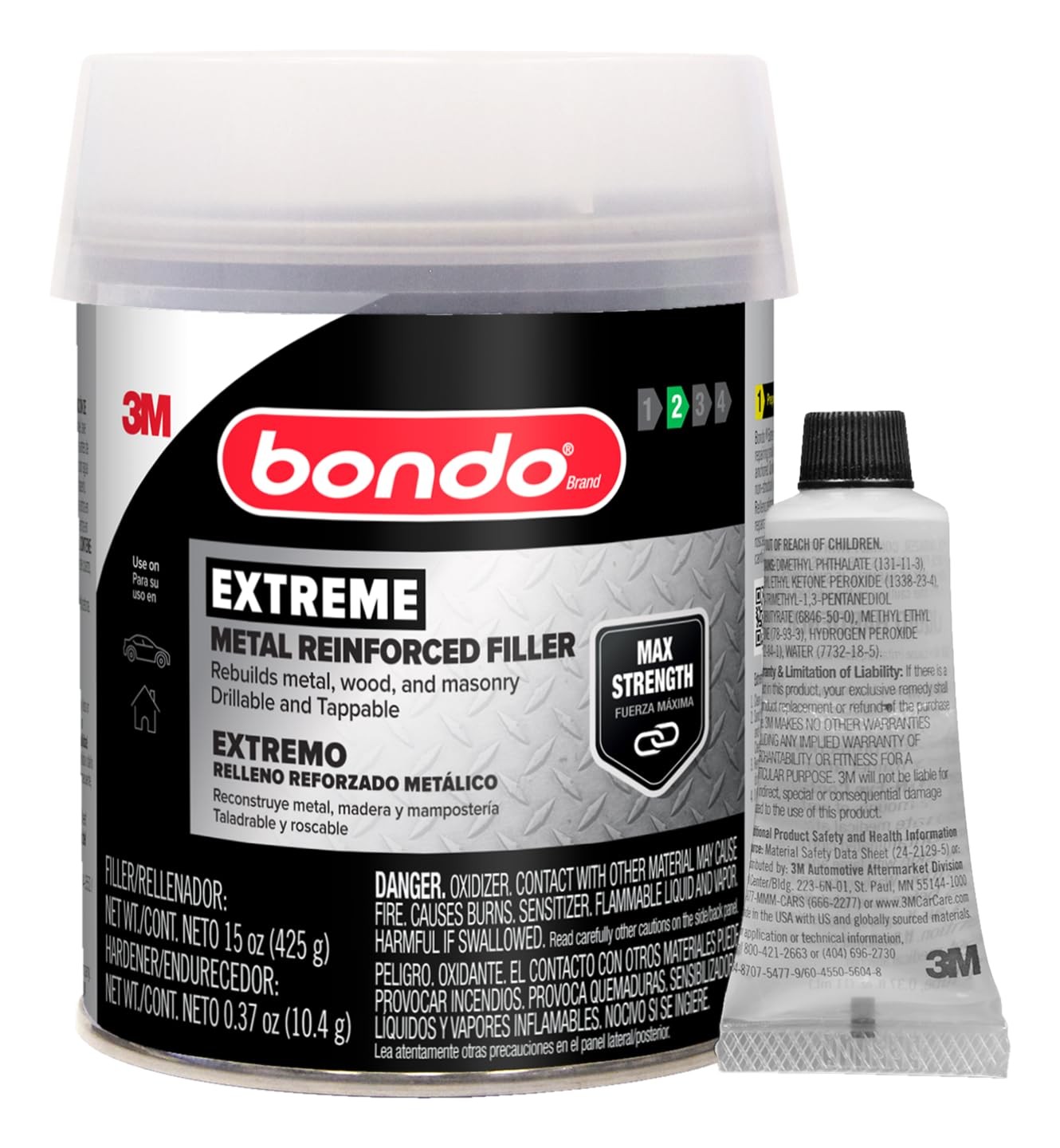 Bondo Metal Reinforced Filler - High Strength Filler, Can be Drilled and Tapped