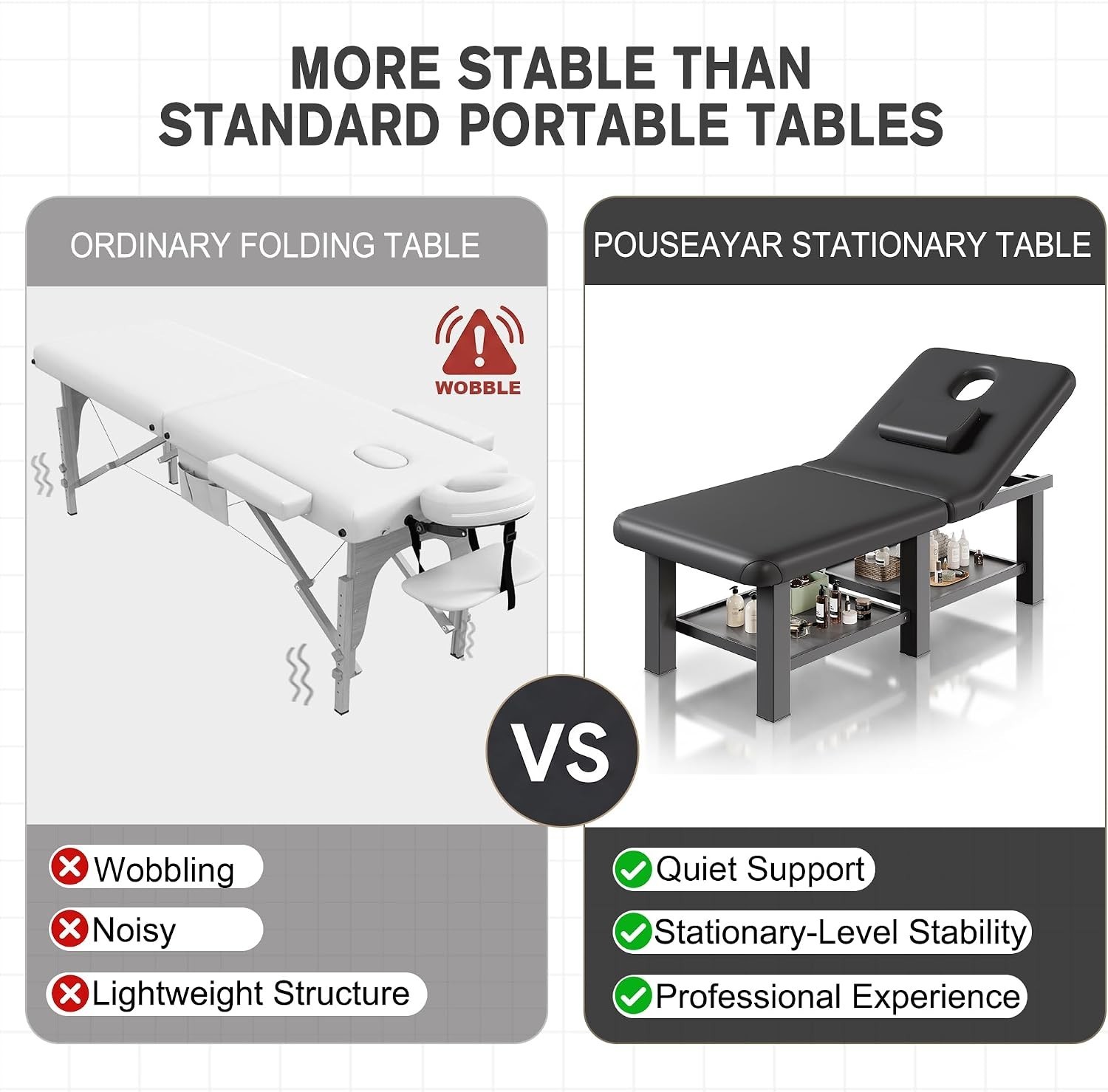 Stationary Massage Table Folding Bed with Backrest for Treatment Table Physic...