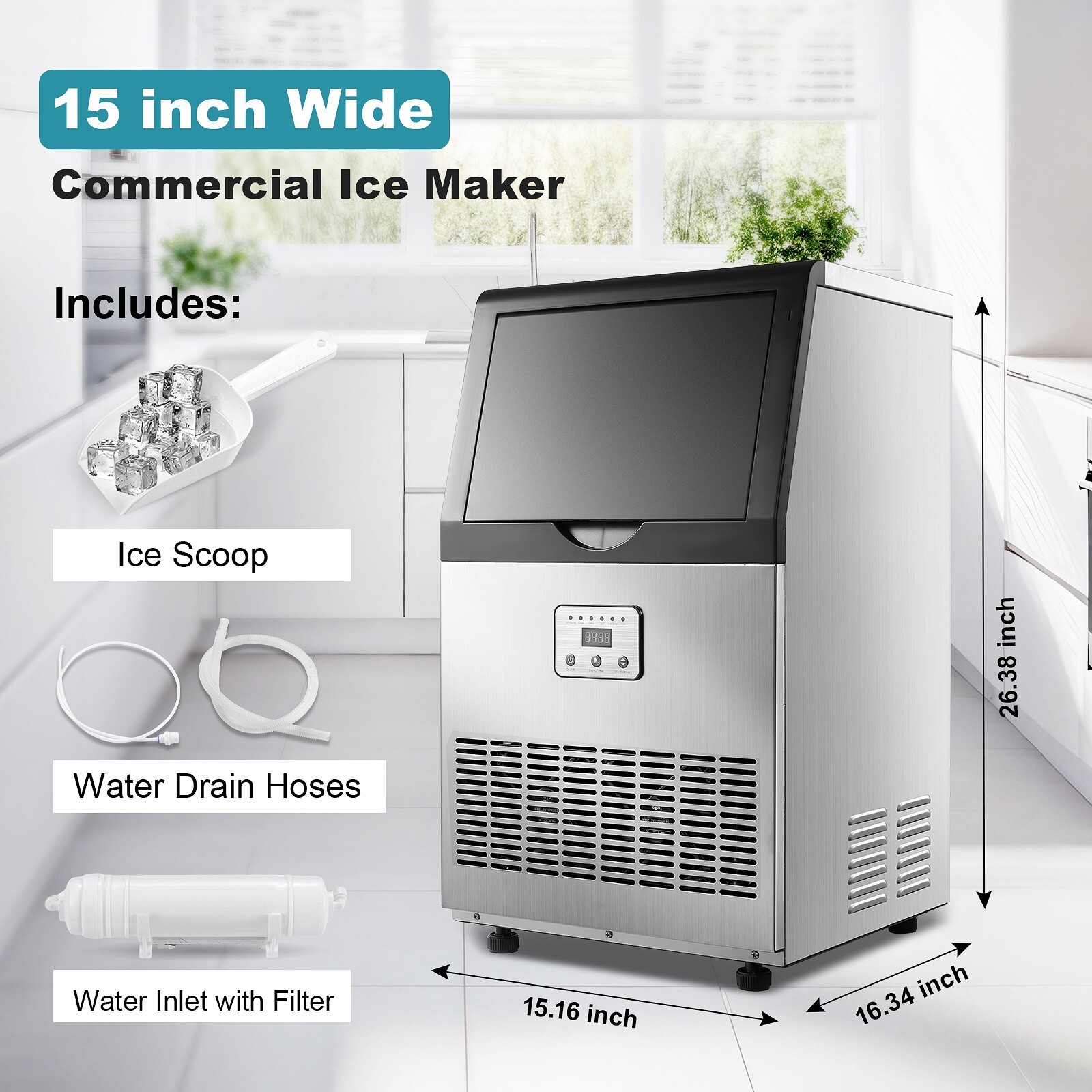 Built-in Commercial Ice Maker 100lbs Bar Restaurant Cube Machine