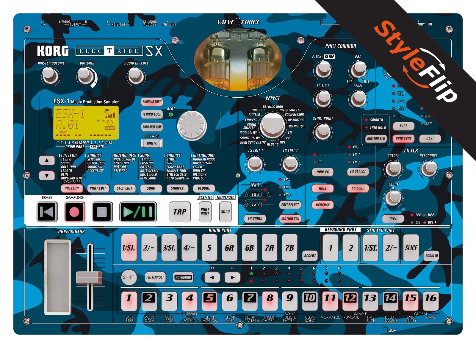 Korg Electribe SX SD | Blue Camo | Protective Decal | StyleFlip Skins