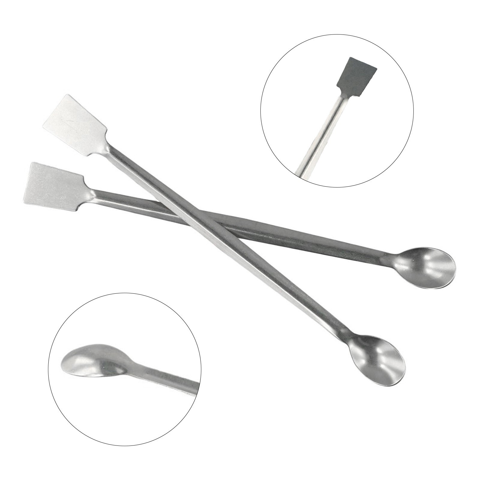 Stainless Steel Reagent Sampling Spoon 2Pcs 20cm Length Double End Lab Tool