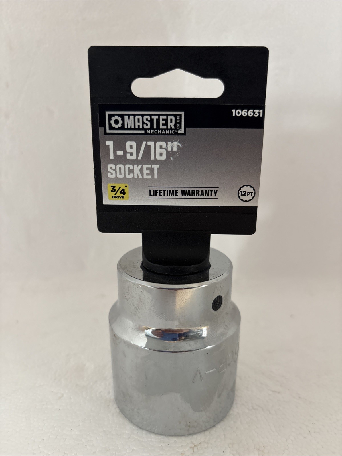 3/4" Drive, 1-9/16In. 12-Point Socket 106631, Master Mechanic Lifetime Warranty