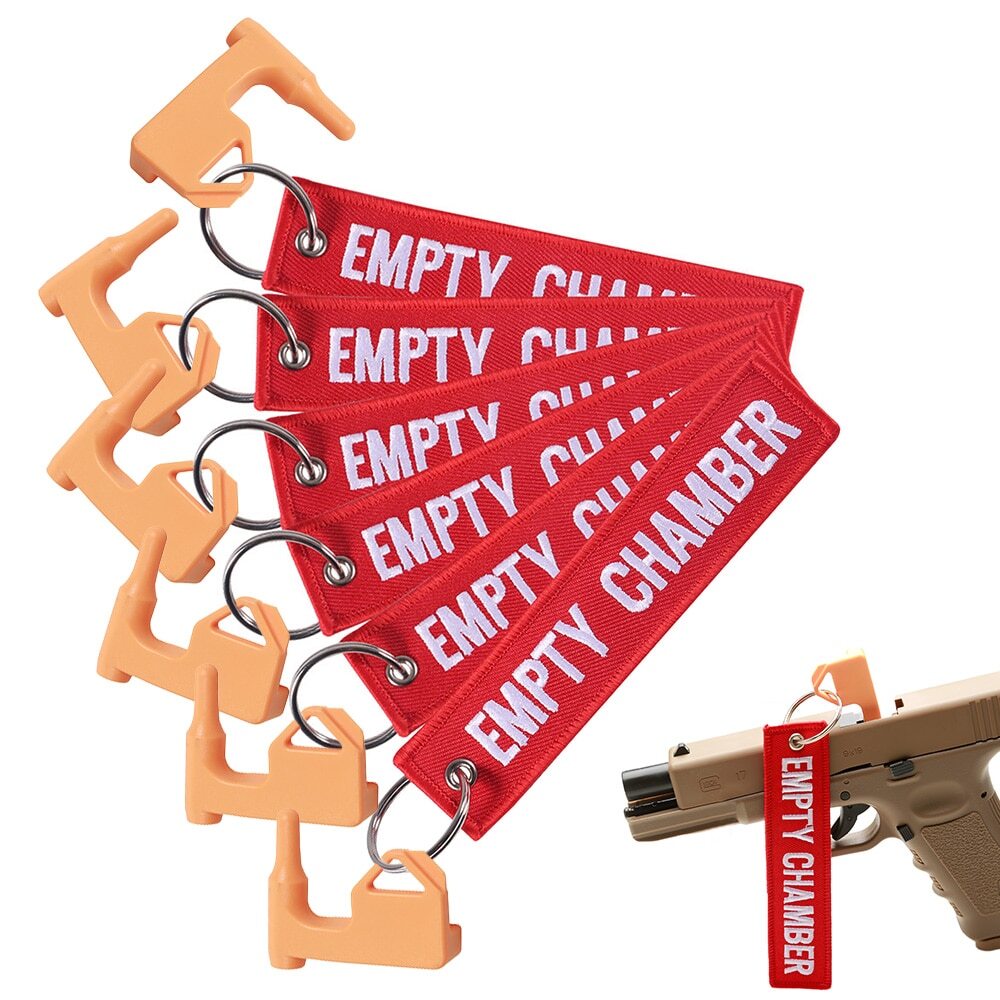 6Pack Empty Chamber Key Chains with Flags for Safety Tags Gun Pistol Indicator