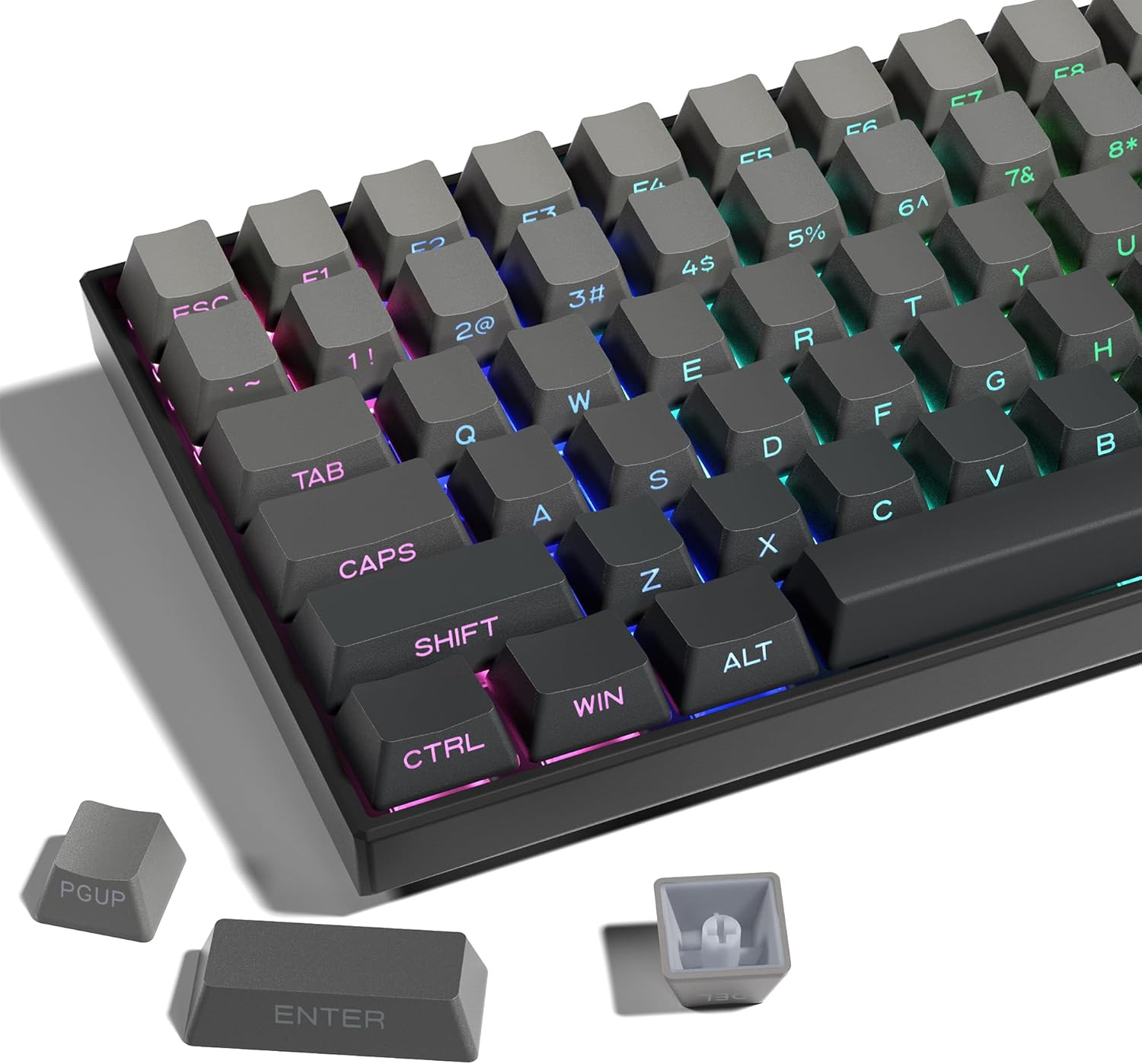 XVX PBT Keycaps - Side Printed Keycaps 60 65 75 100 Percent, Double Shot Shine t
