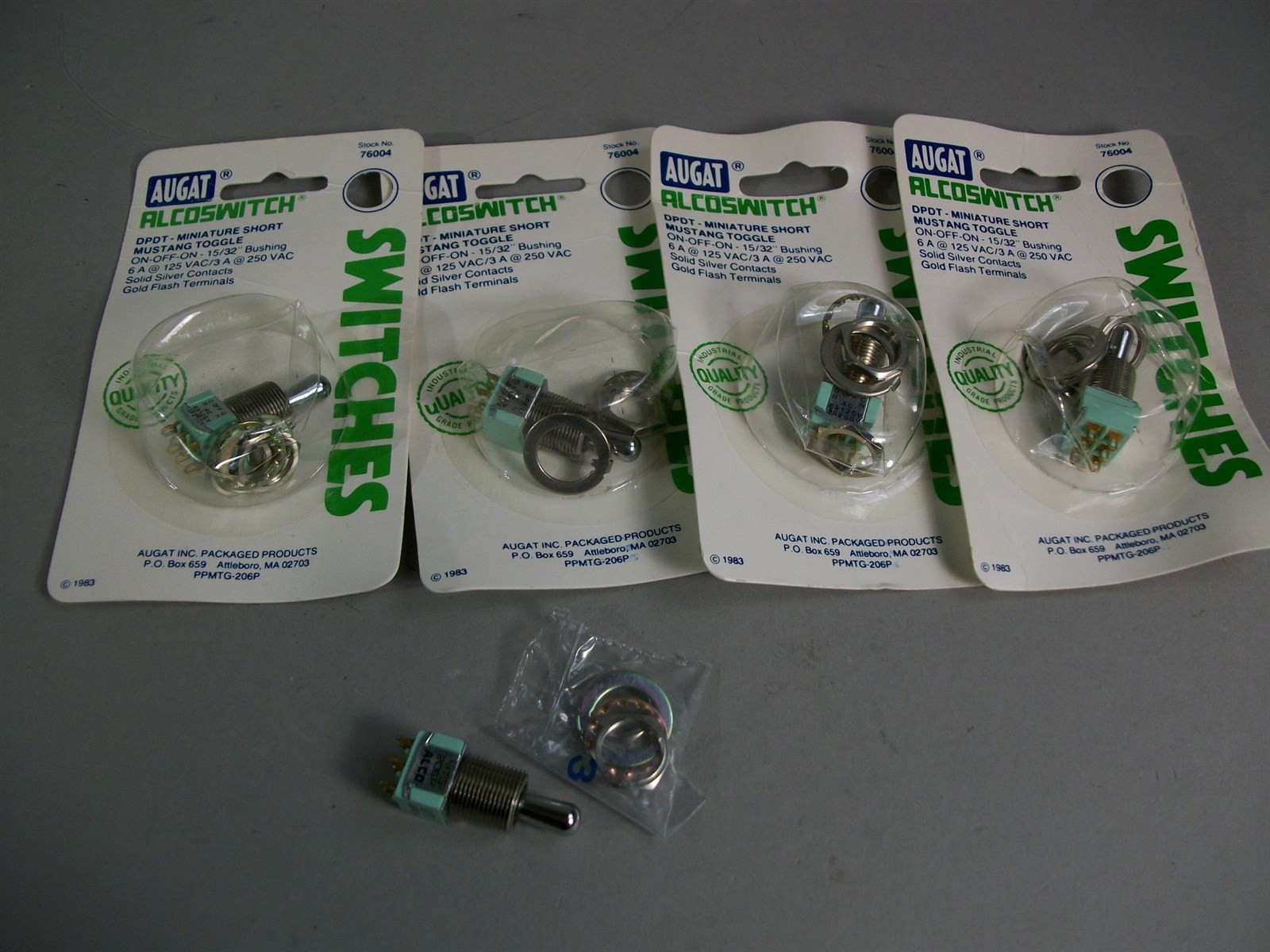 Augat 76004 Alcoswitch Miniature Mustang 206P Toggle DPDT New Lot of 5