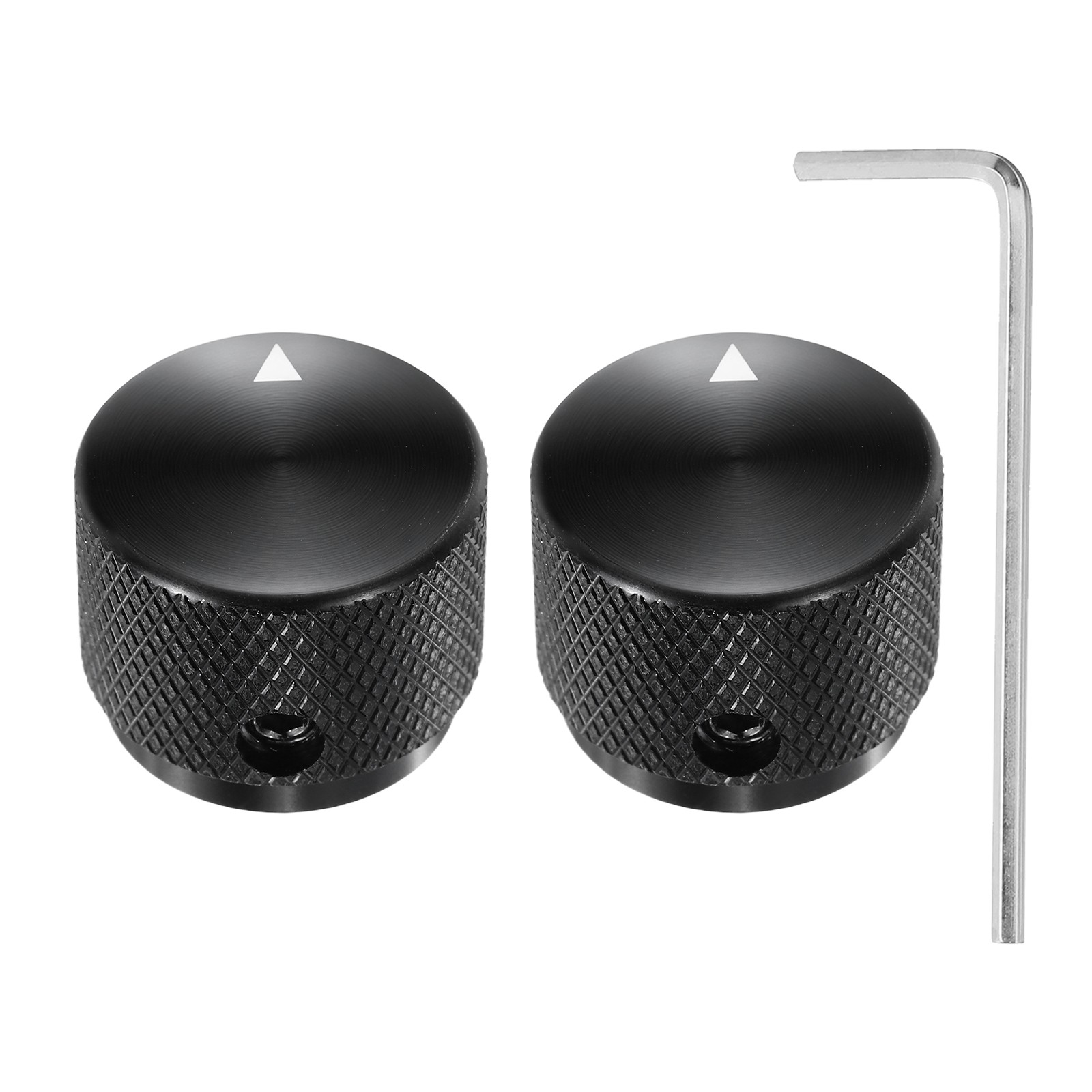 2 Pcs Aluminium Knobs, 4mm IDx20mm ODx15.5mm, Arrow Indicator, Black