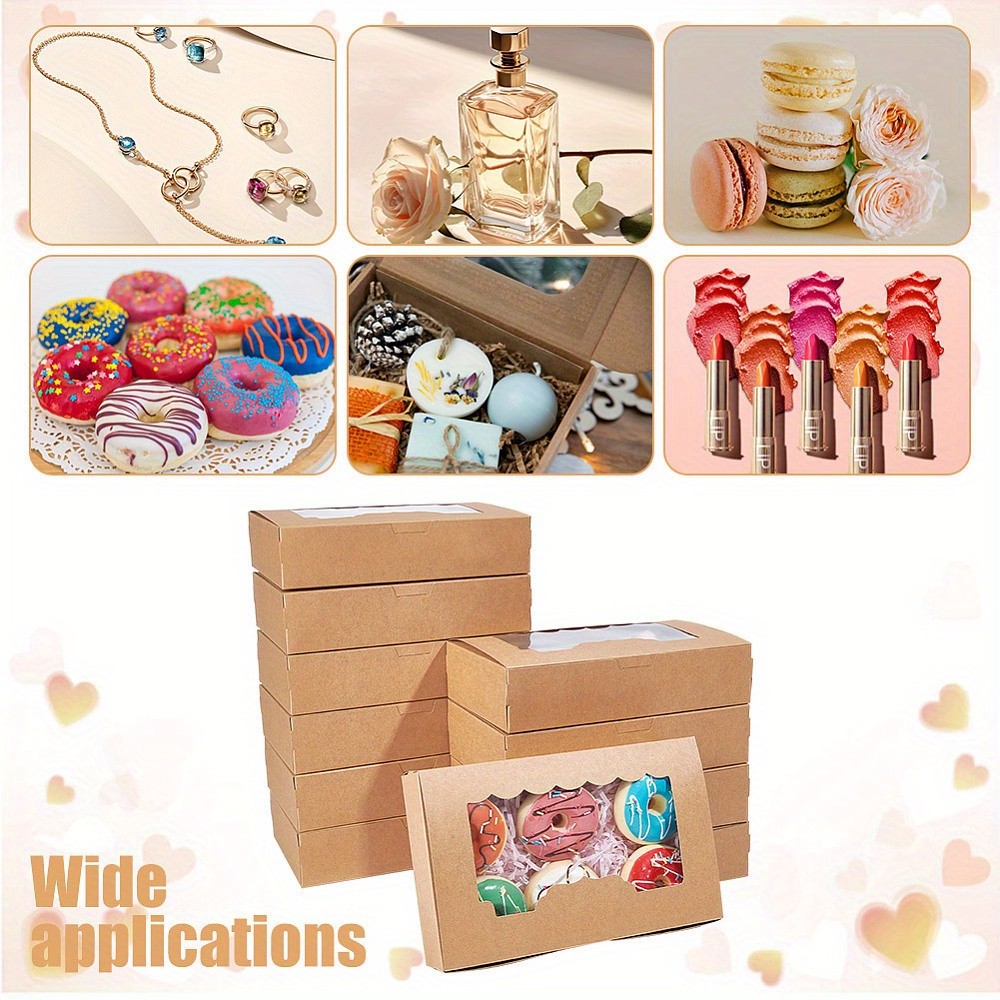 20pcs Folding Kraft Paper Mini boxes with Visible Window Gift Package Supplies