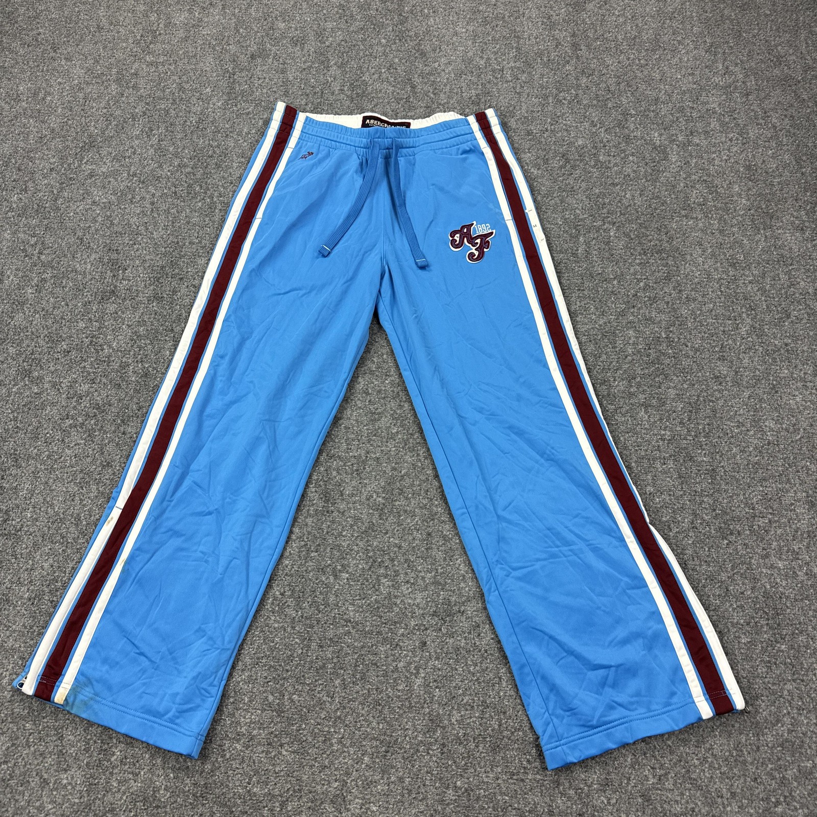 Vintage Abercrombie & Fitch Track Pants Mens Medium Blue Side Stripe Mesh Y2K