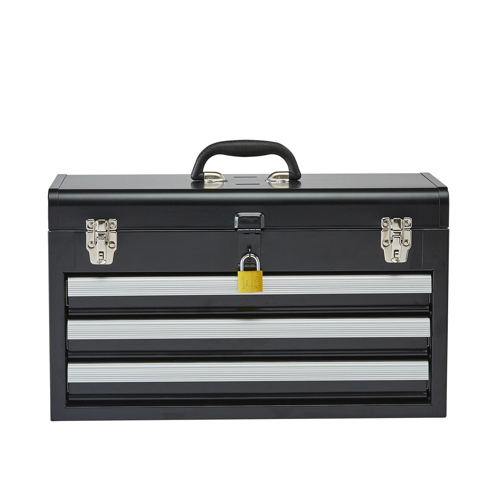Uimoso 20.5-inch Metal Tool Box with 3 Drawers and Black Organizer