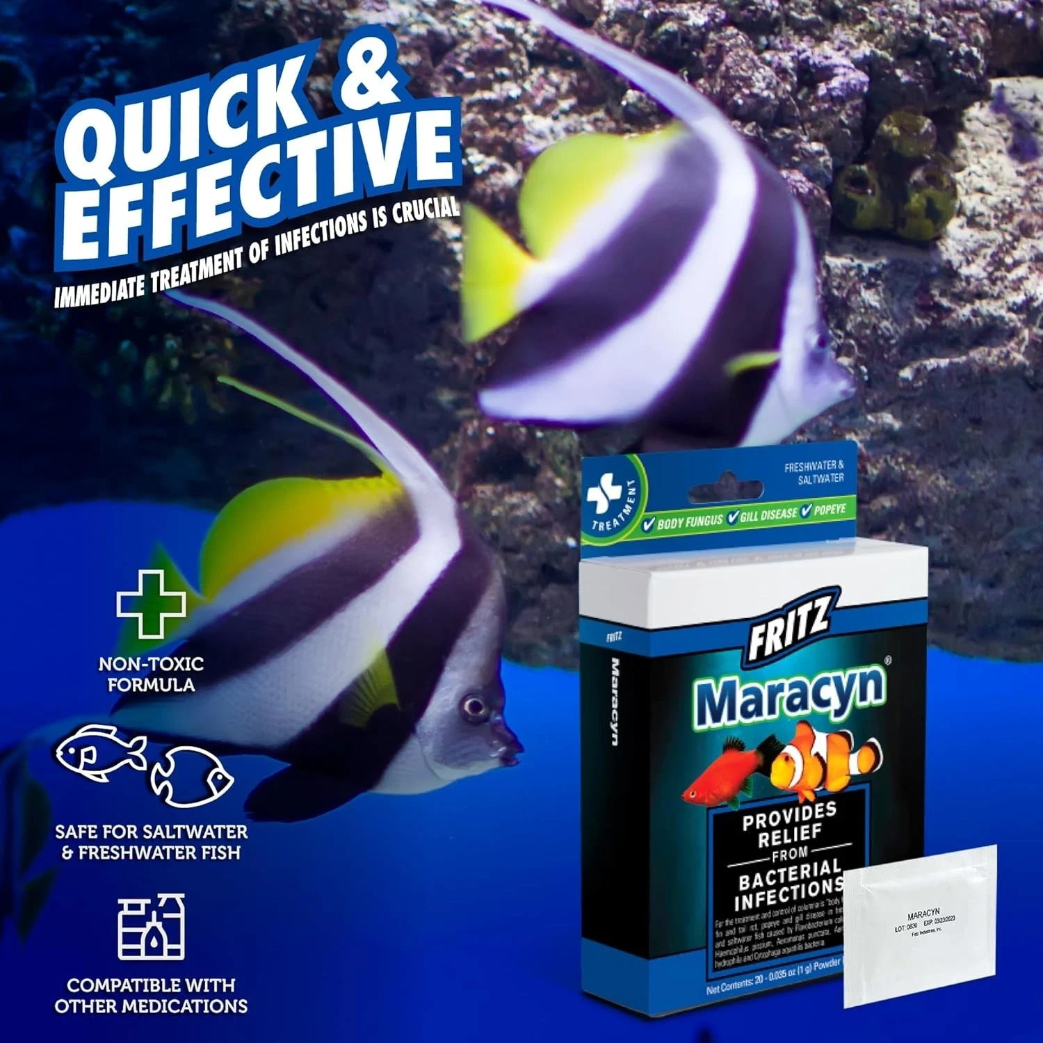 Fritz Maracyn Fish Medication for Bacterial Infections - 20 Pack
