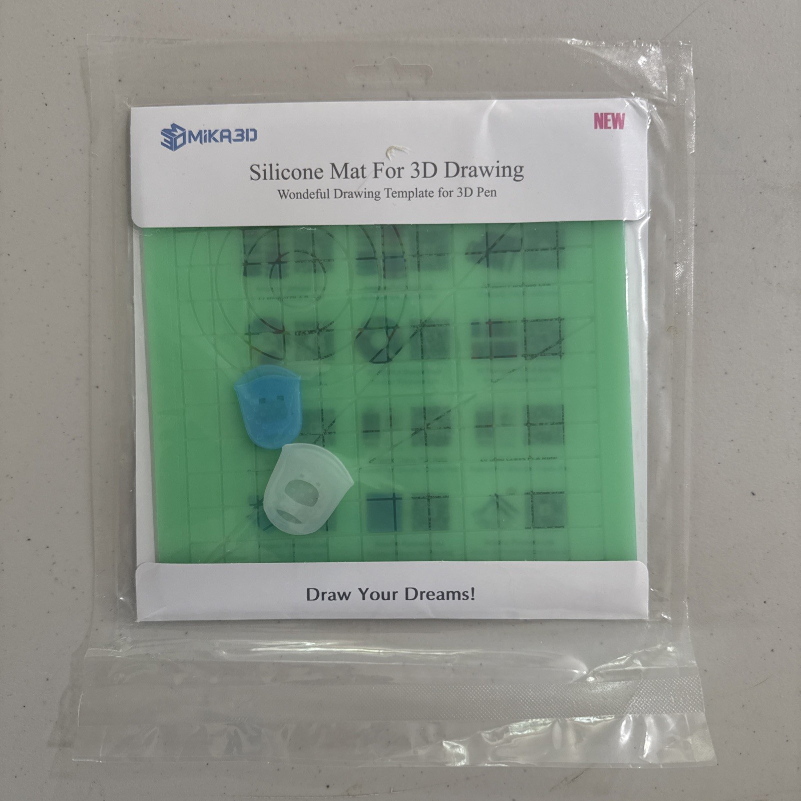 MiKA3D Silicone Mat & Finger Caps For 3D Drawing 7" New