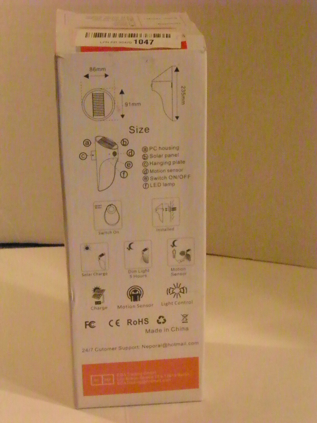 NEPORAL solar LED motion sensor wall lamp NEW never used