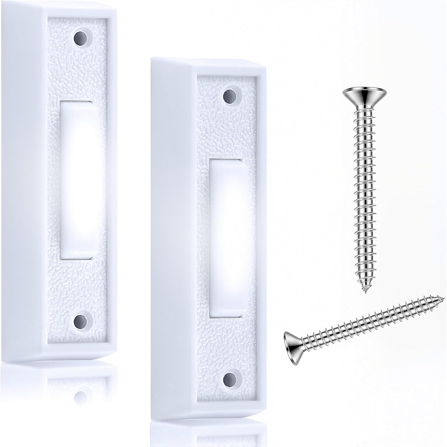 Door Bell Buttons Wired Chimes White Light Wall Mounted Switch Garage 2 Pack