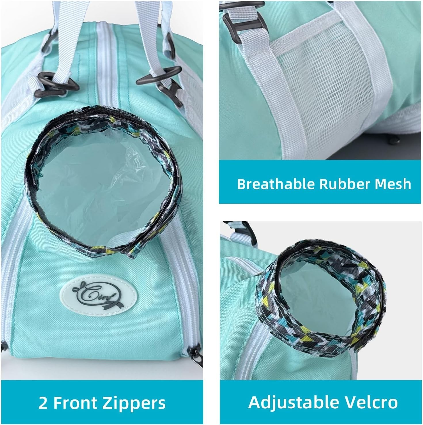Comfortable Cat Restraint Bag for Grooming - Mint, M