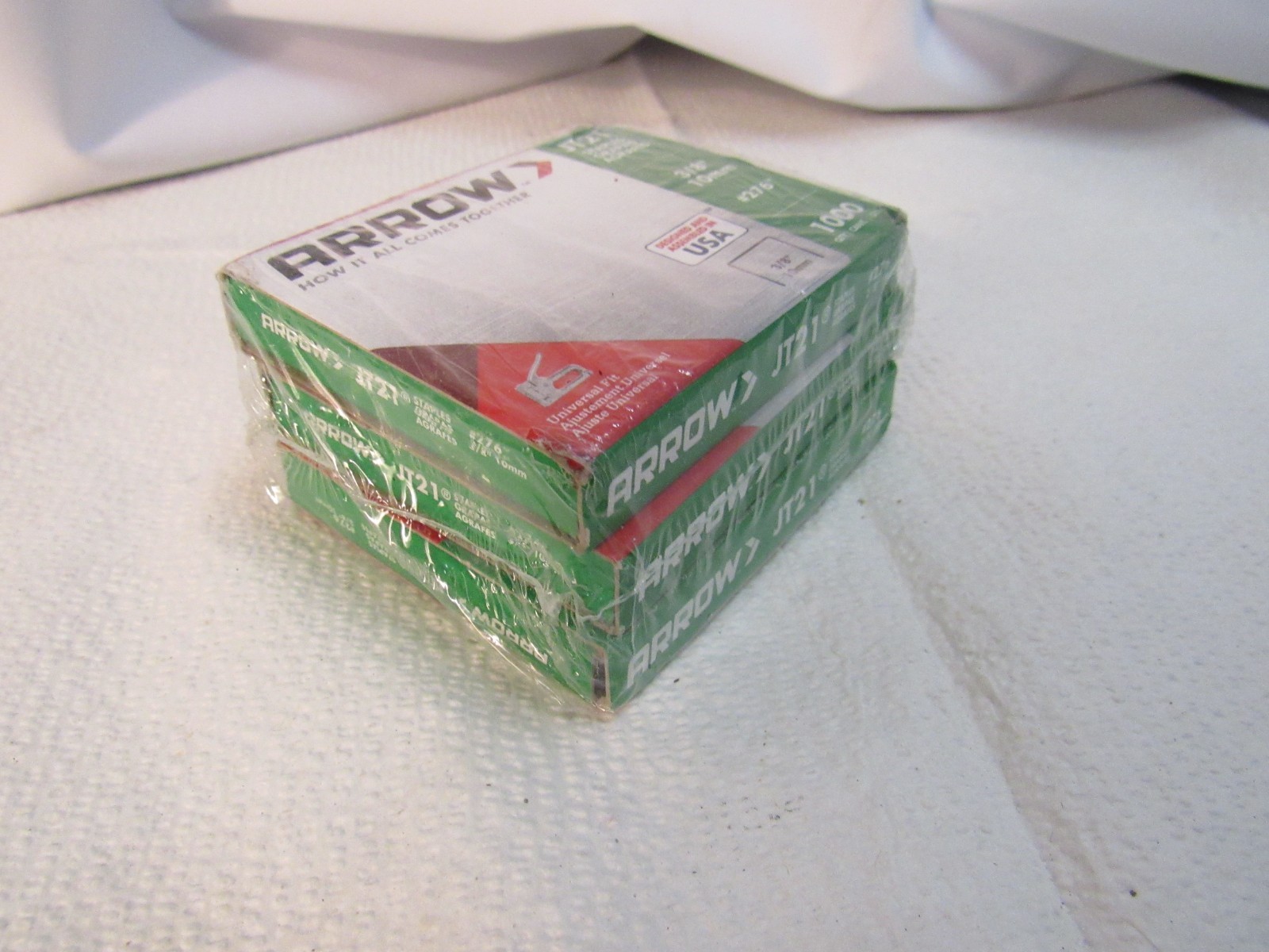 Lot of 3 Arrow 276 JT21 3/8-Inch / 10mm Staples, 1000 Staples Per Pack