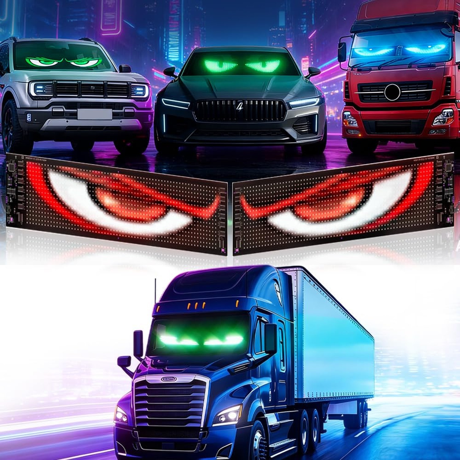 Devil Eyes Light for Truck Windshield LED Glow Eyes Windshield Decoration,The...