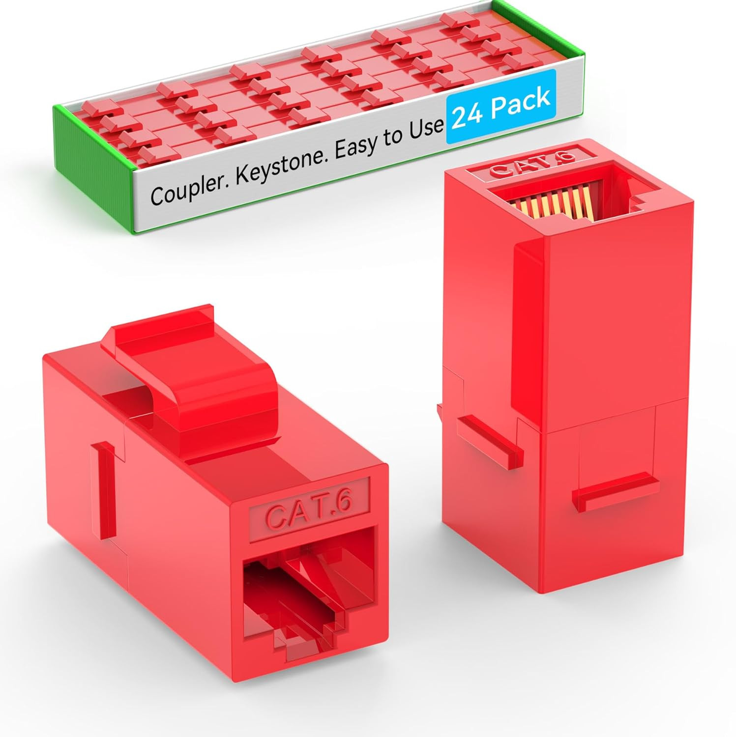 CAT6 RJ45 Keystone Coupler (24 Pack), Cat6 Keystone Jack Female to Female, Cat 6