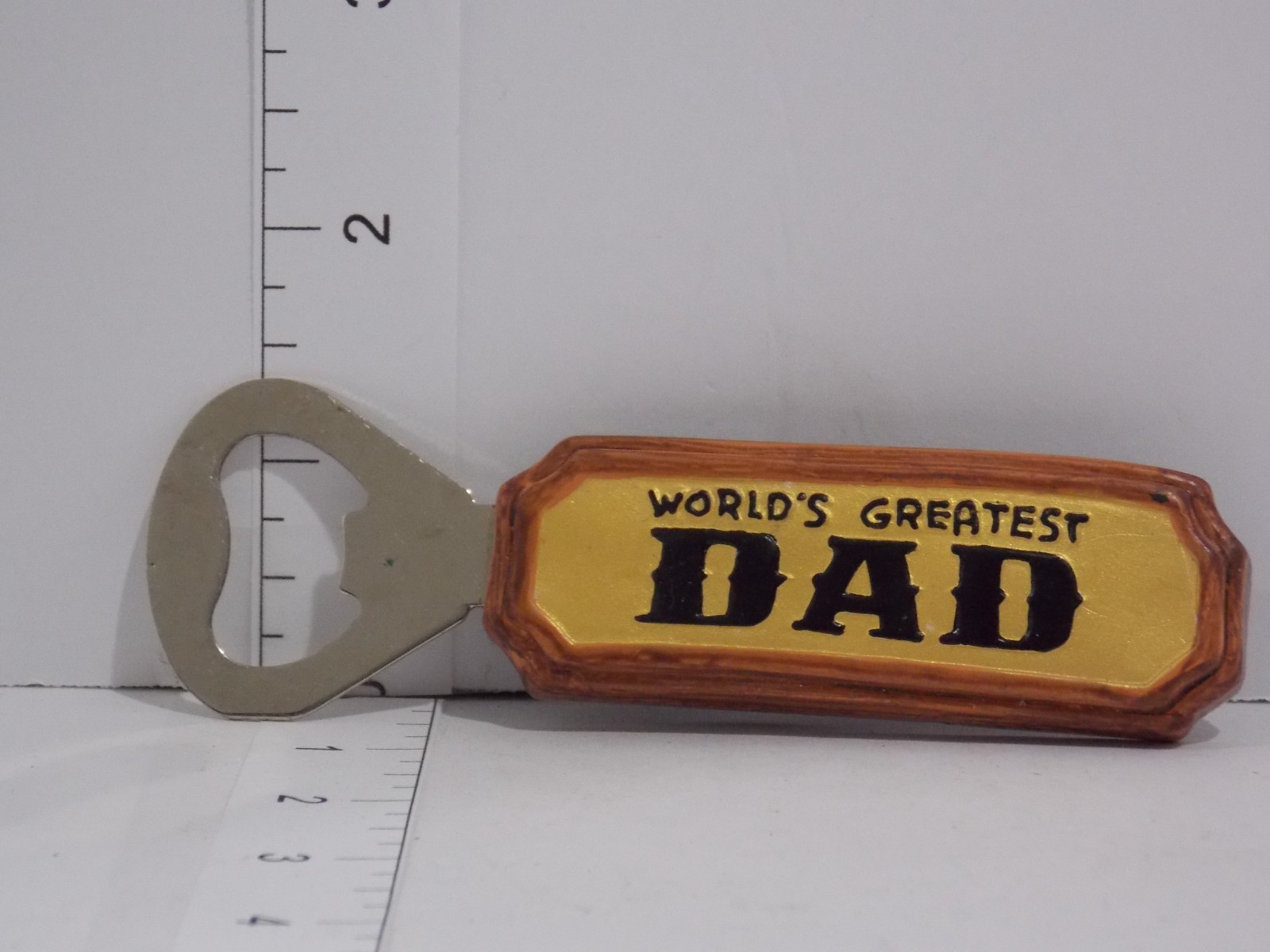 World’s Greatest Dad Magnetic Bottle Opener Resin and Metal Bar Tool Used