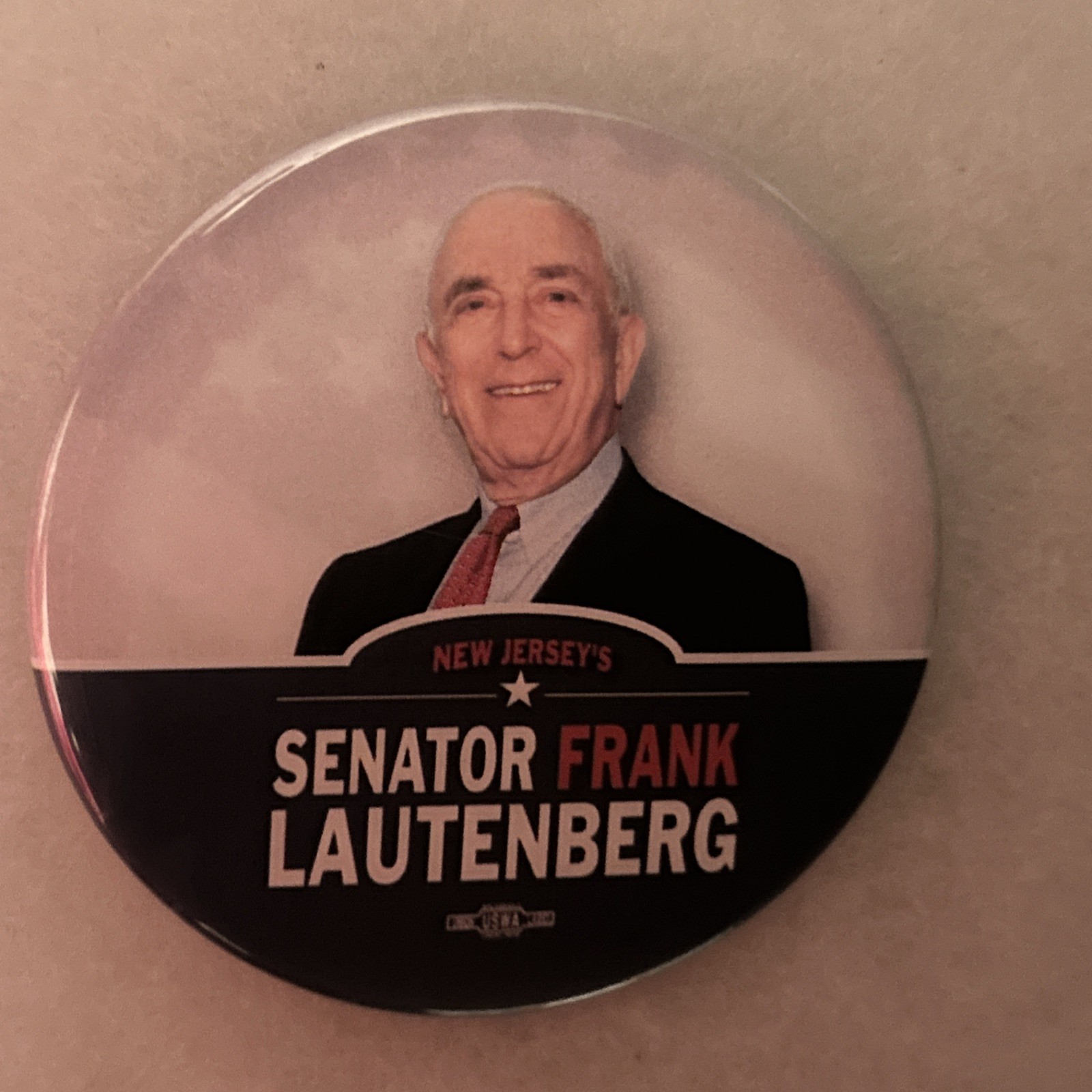 New Jersey’s Senator Frank Lautenberg  3” pinback button pin