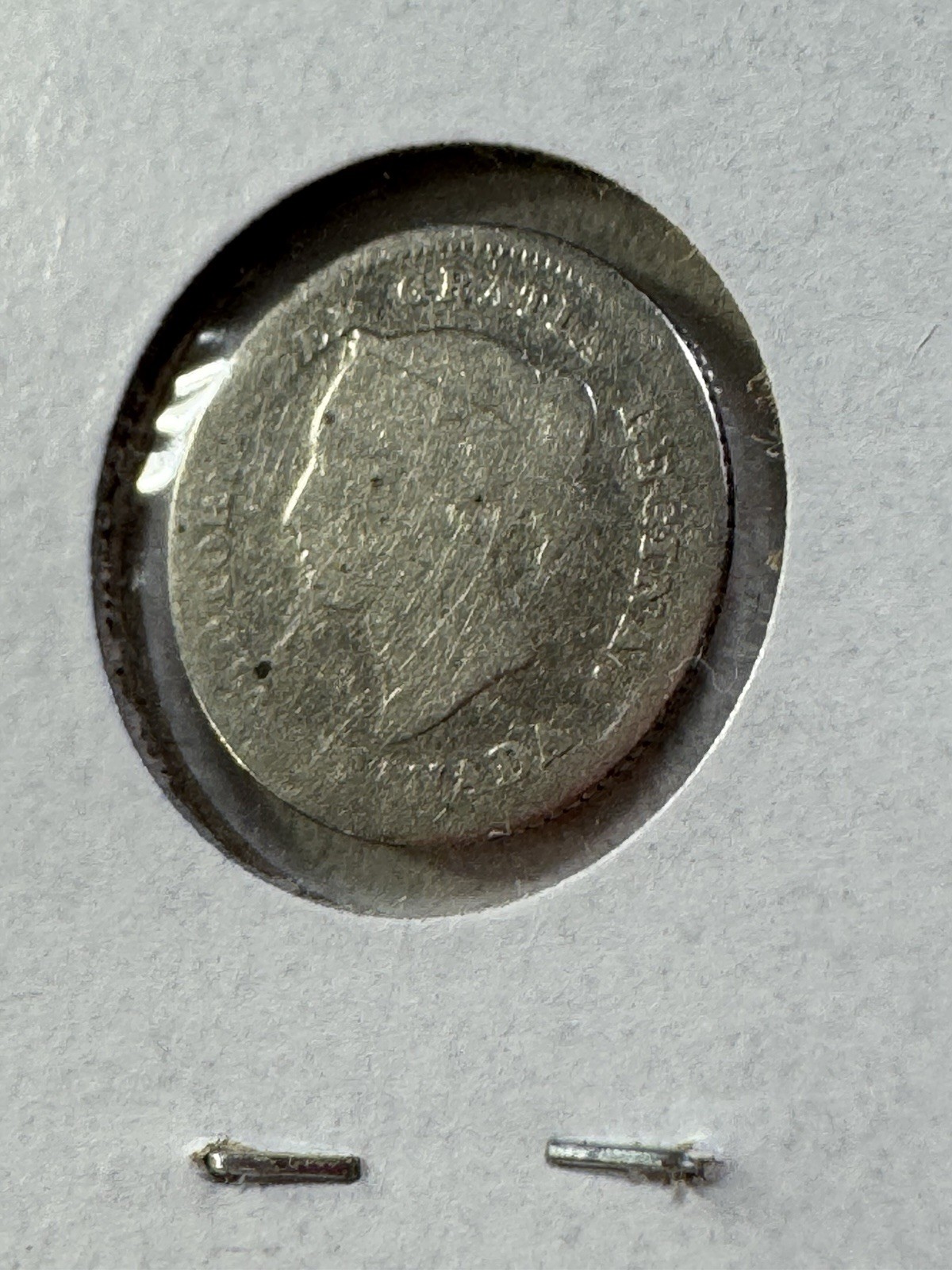 1880-H Canada 5 Cents Small Silver Coin Cleaned