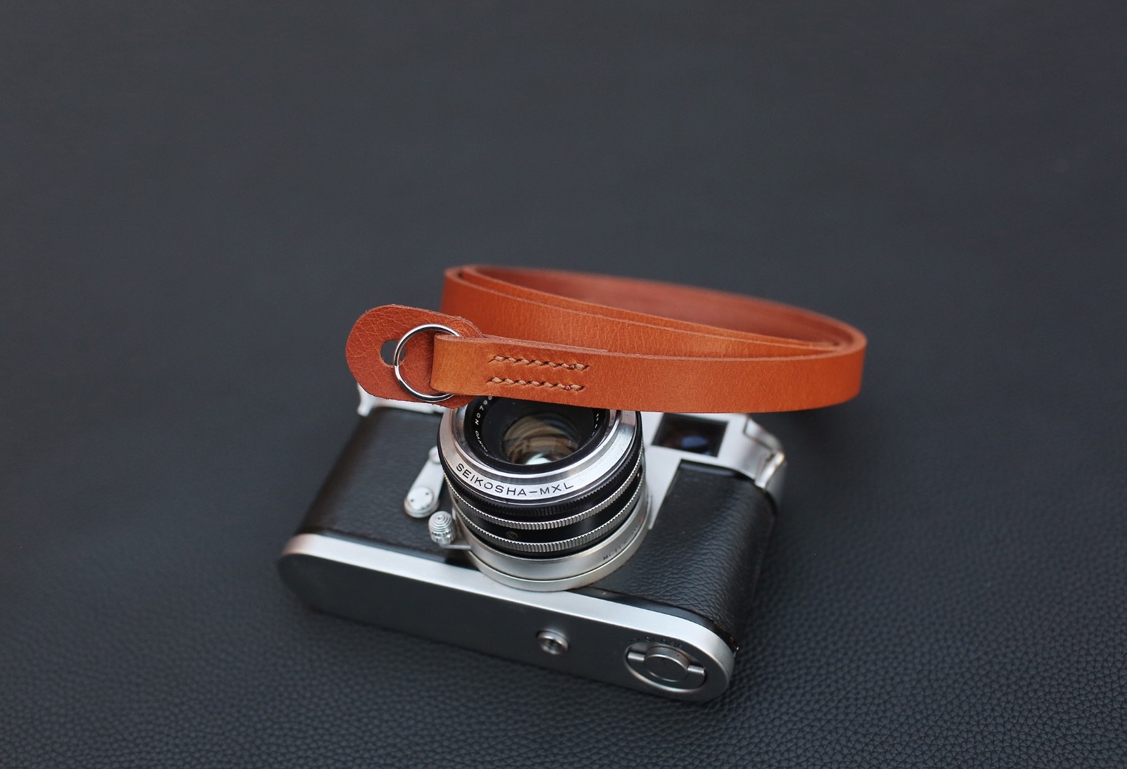 Handcrafted Tan Leather Camera Strap – 13mm Wide, 3.5mm Thick