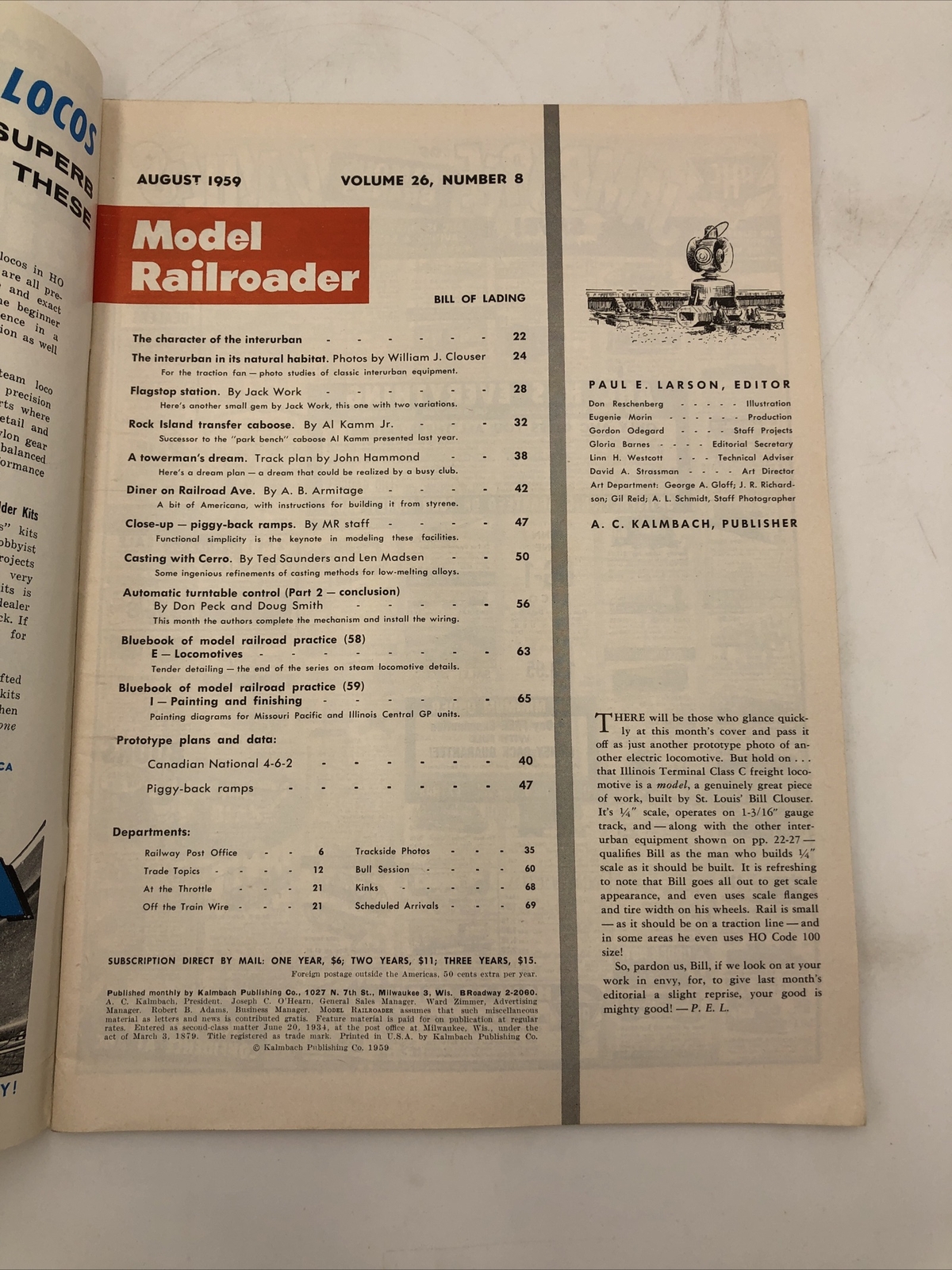Model Railroader Magazine August 1959
