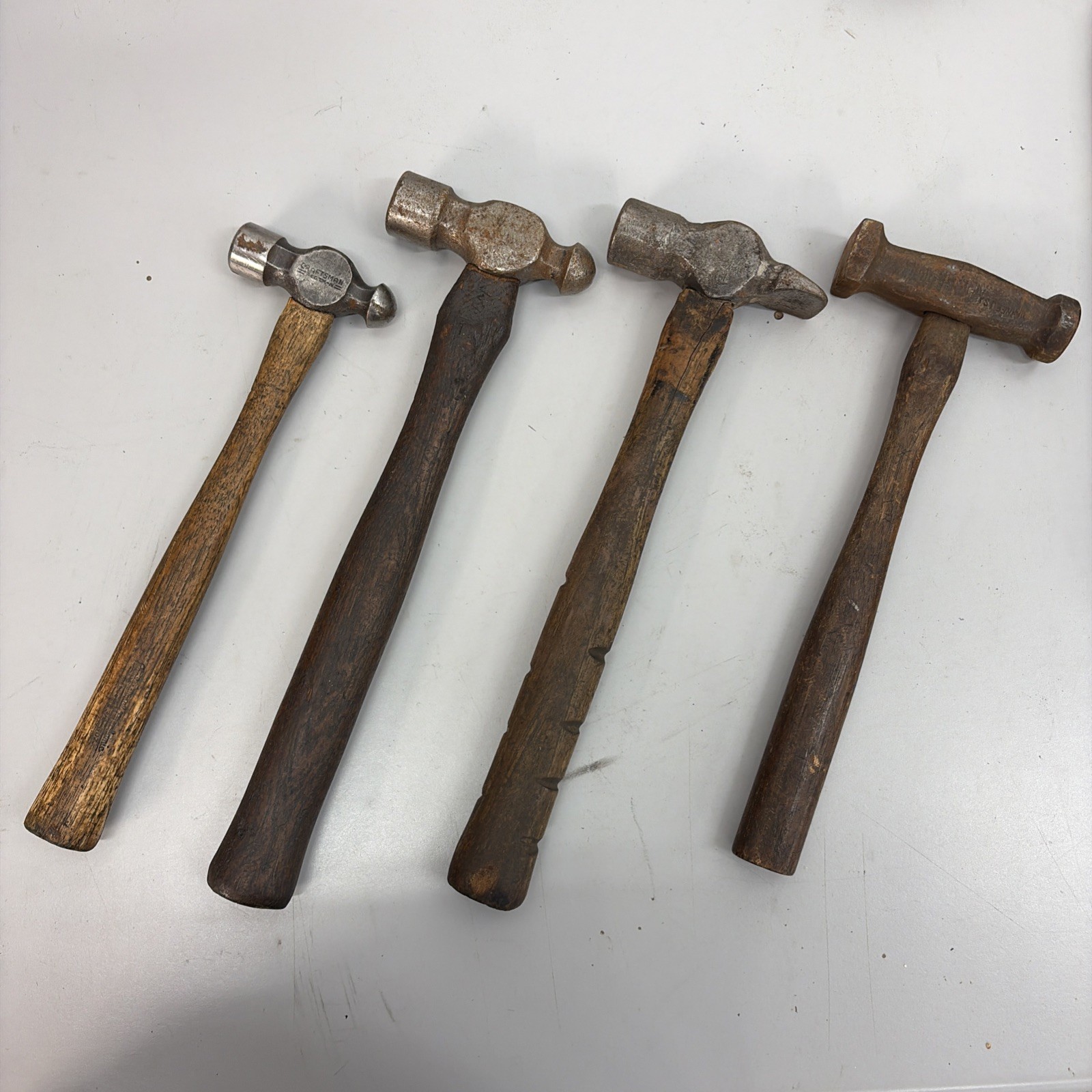 Vintage Lot Of 4 Hammer Hammers Ball Peen Flat Square Craftsman Warner