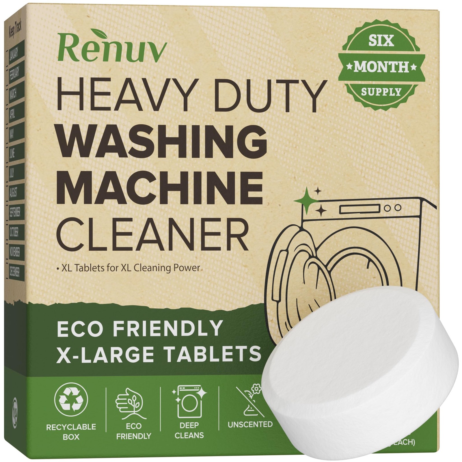 Heavy Duty Washing Machine Cleaner Descaler Tablets - for Front Load, Top Loa...