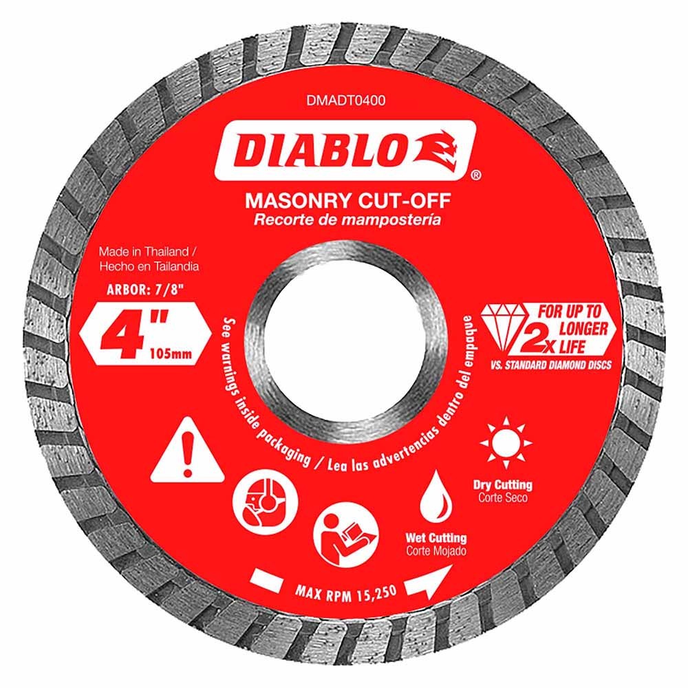 Diablo DMADT0400 4in Diamond Turbo Cut-Off Disc for Masonry