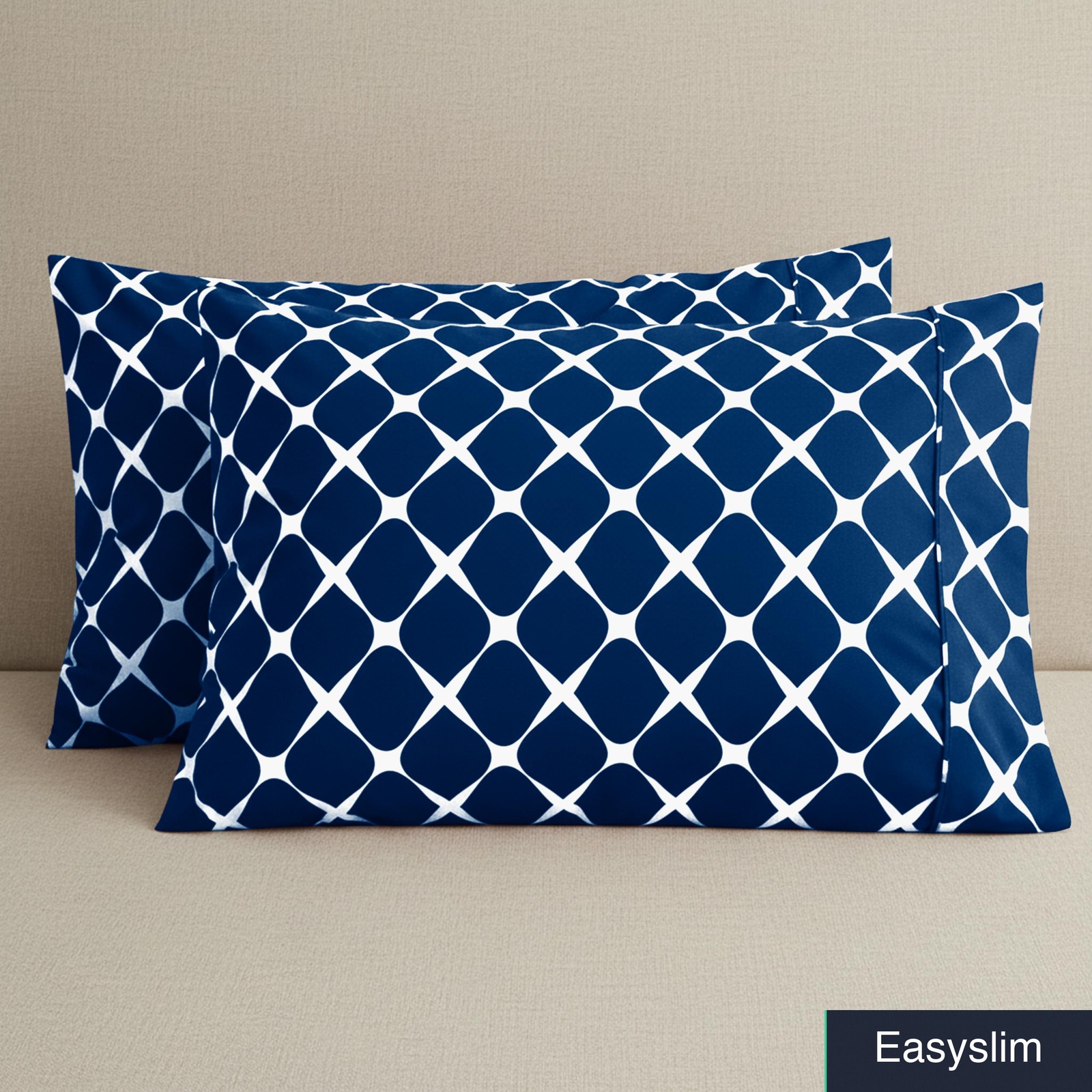Double Brushed Microfiber Pillowcase Set 2-Piece Standard Queen Navy