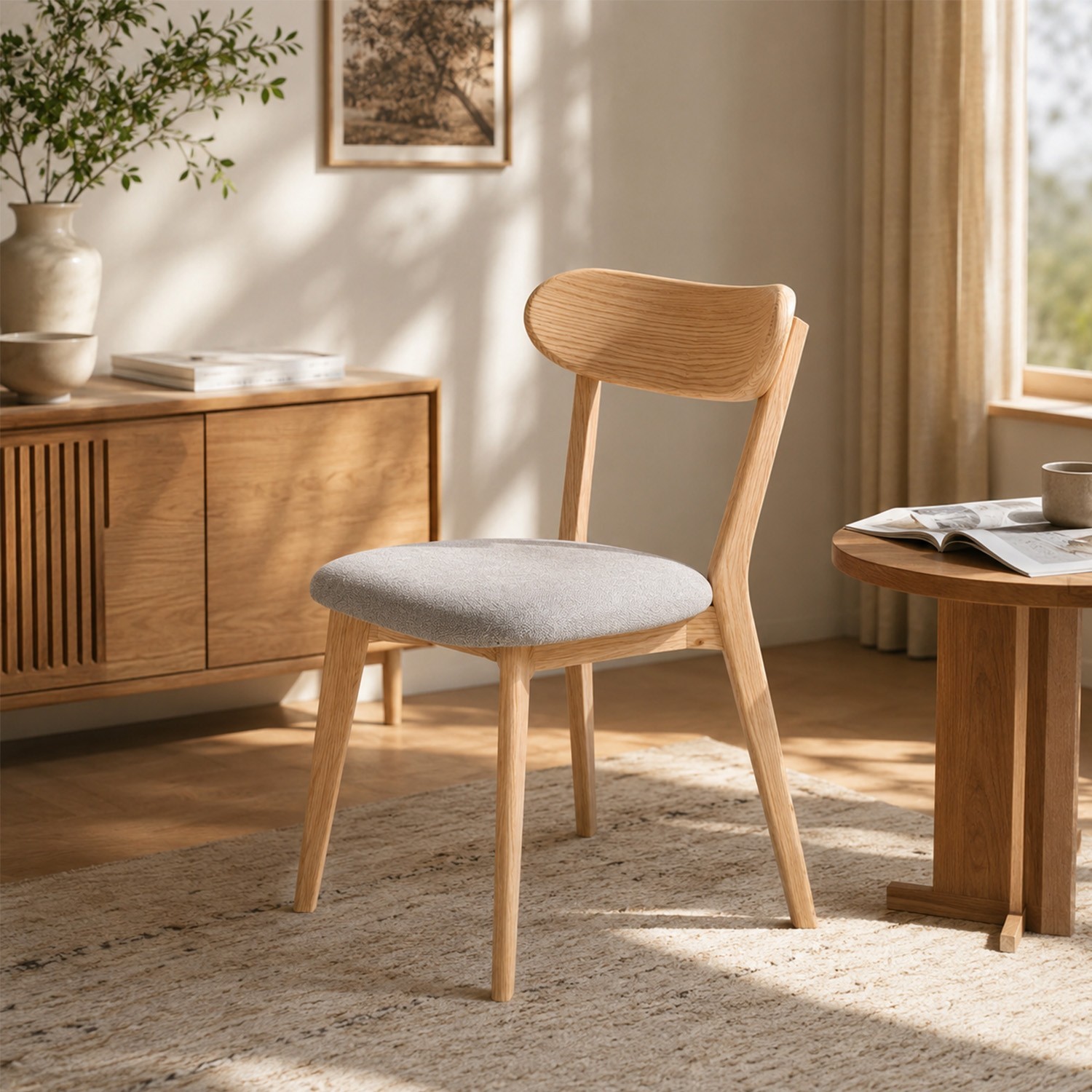 FAS Grade Oak Dining Chair Solid Wood Natural Kitchen Living Room Table Chair