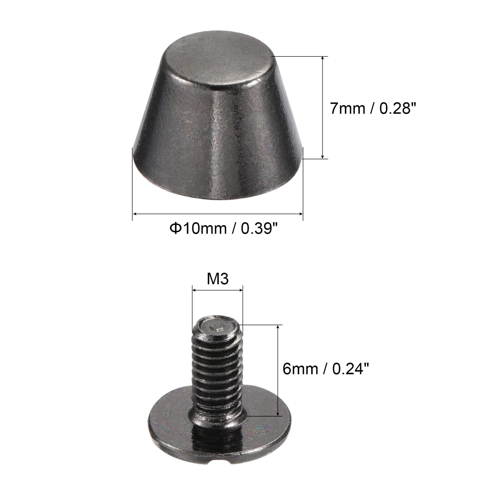 10x7mm Rivet Studs Screw Back Flat Cable Feet Stud Dark Grey 12pcs